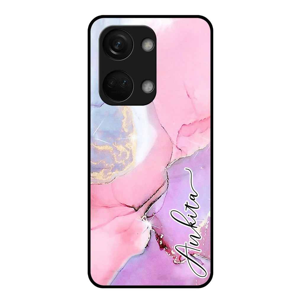 Pink Marble Glossy Metal Case Cover For OnePlus - ShopOnCliQ