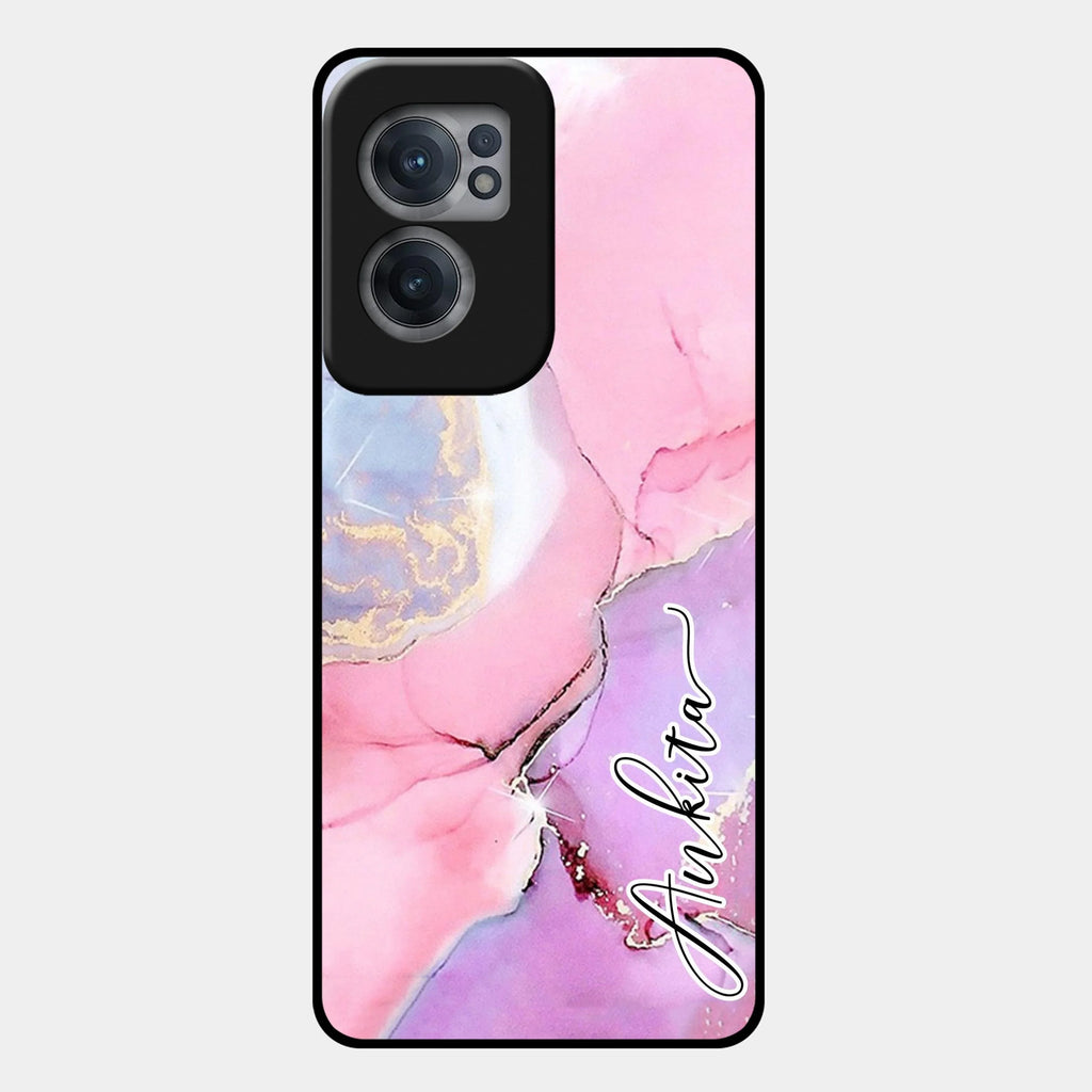 Pink Marble Glossy Metal Case Cover For OnePlus - ShopOnCliQ