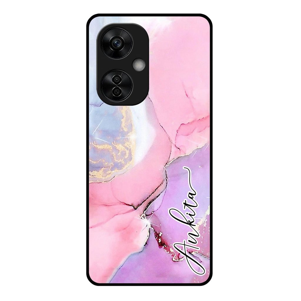 Pink Marble Glossy Metal Case Cover For OnePlus - ShopOnCliQ