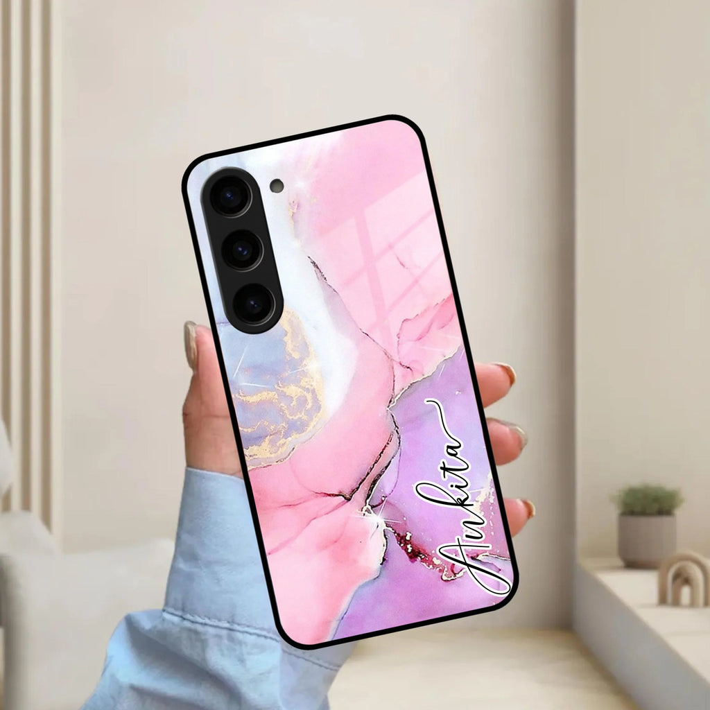 Pink Marble Glossy Metal Case Cover For Samsung - ShopOnCliQ