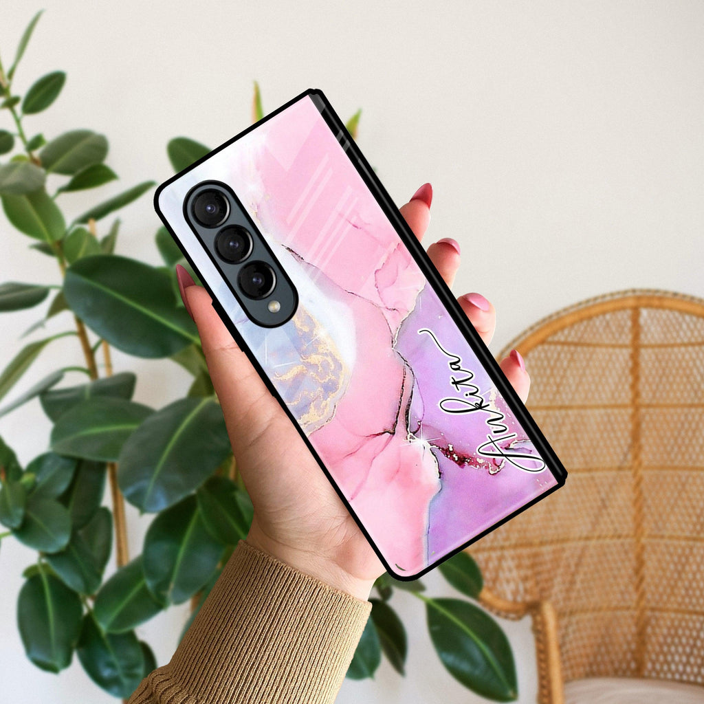 Pink Marble Glossy Metal Case Cover For Samsung - ShopOnCliQ
