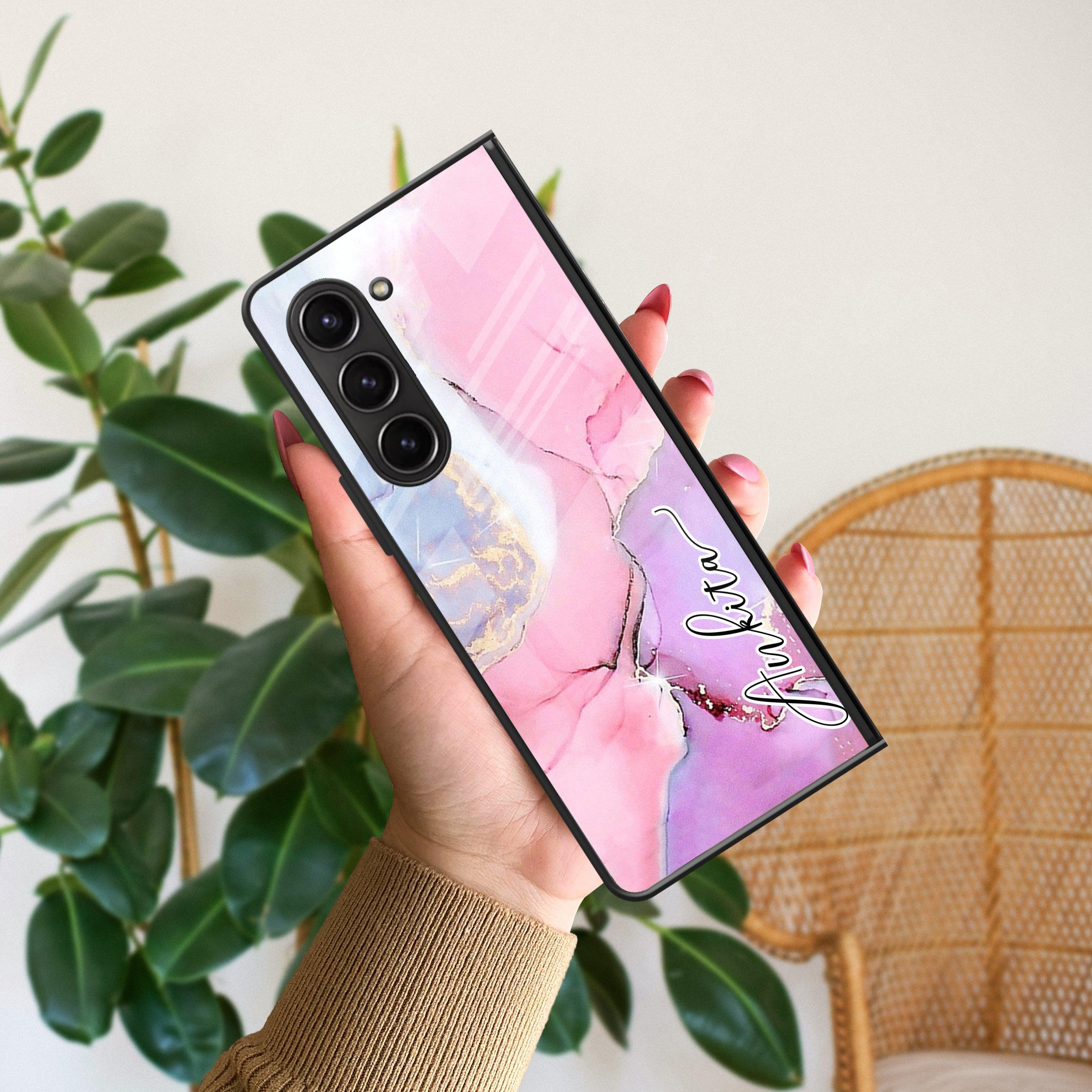 Pink Marble Glossy Metal Case Cover For Samsung - ShopOnCliQ