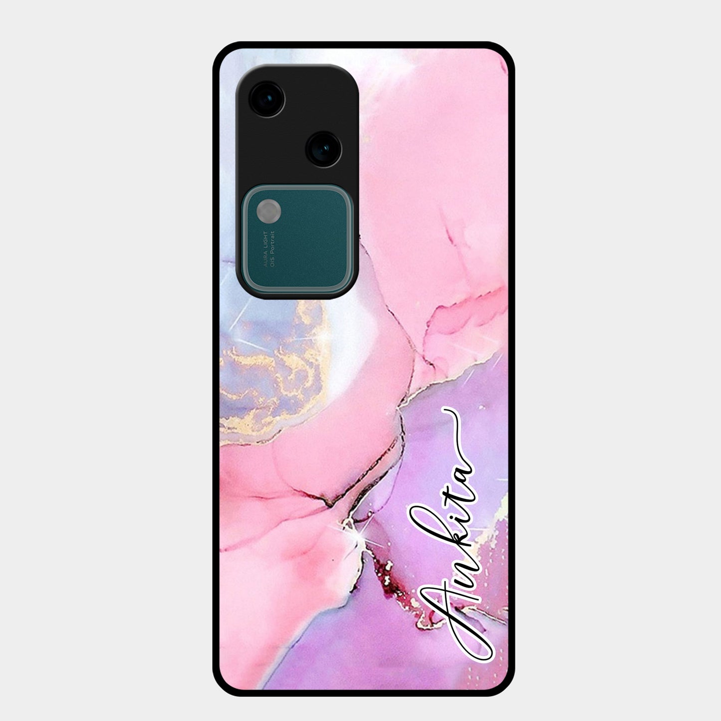 Pink Marble Glossy Metal Case Cover For Vivo ShopOnCliQ