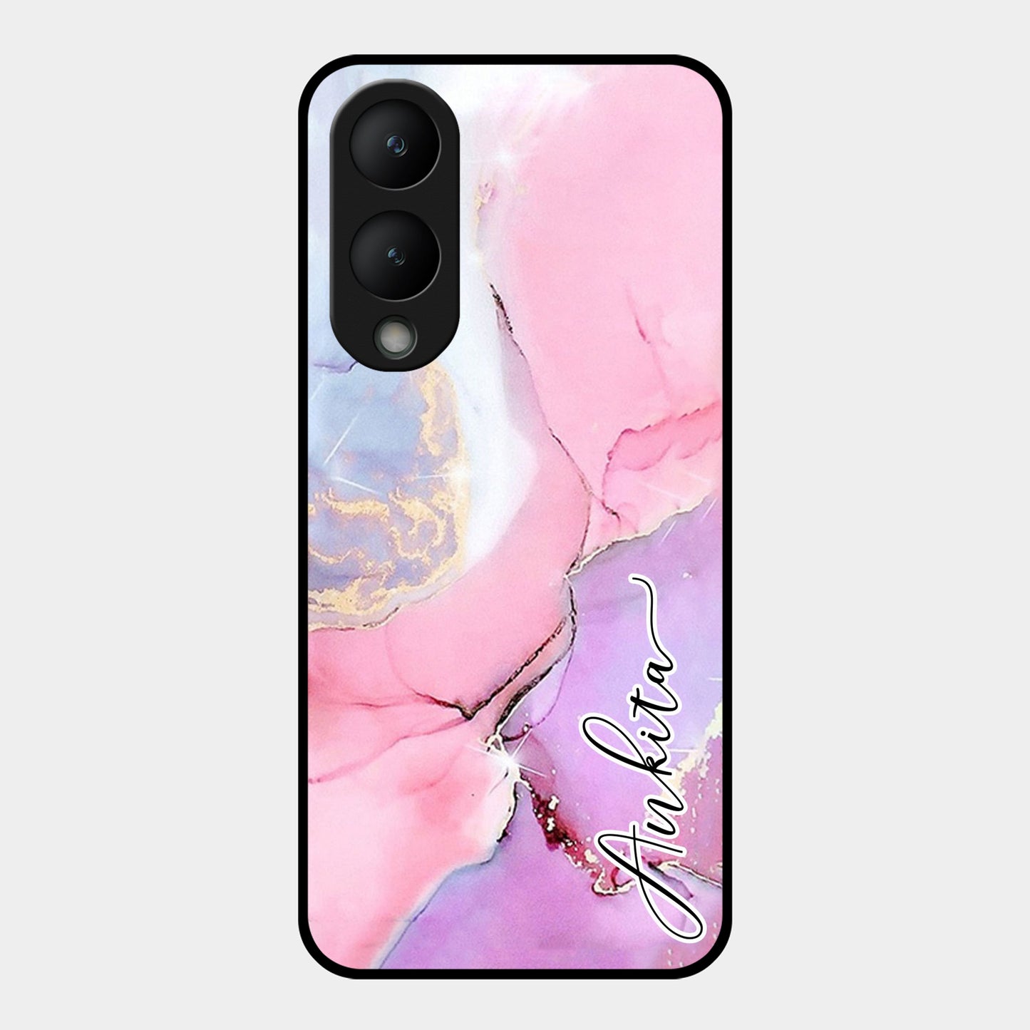 Pink Marble Glossy Metal Case Cover For Vivo ShopOnCliQ