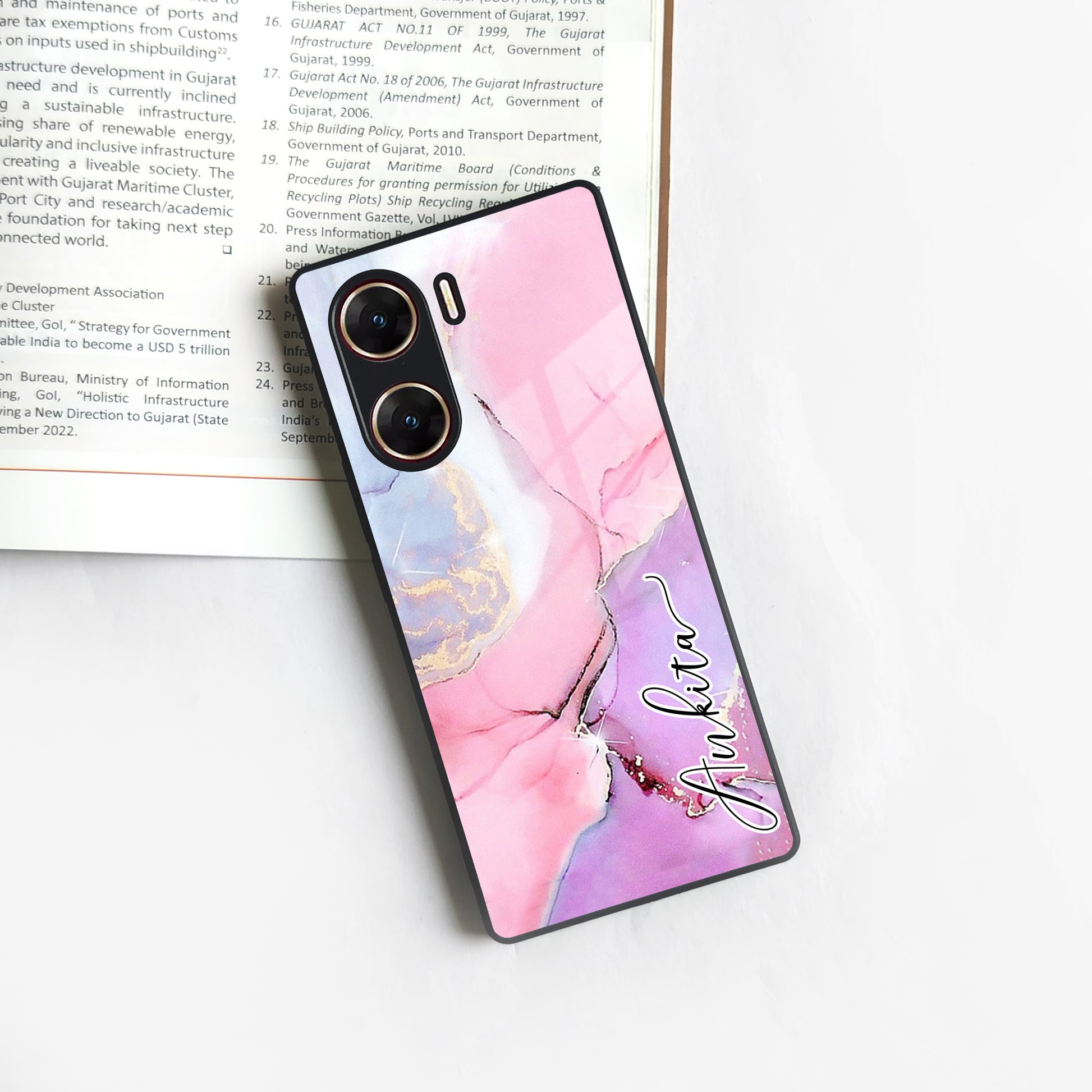 Pink Marble Glossy Metal Case Cover For Vivo ShopOnCliQ