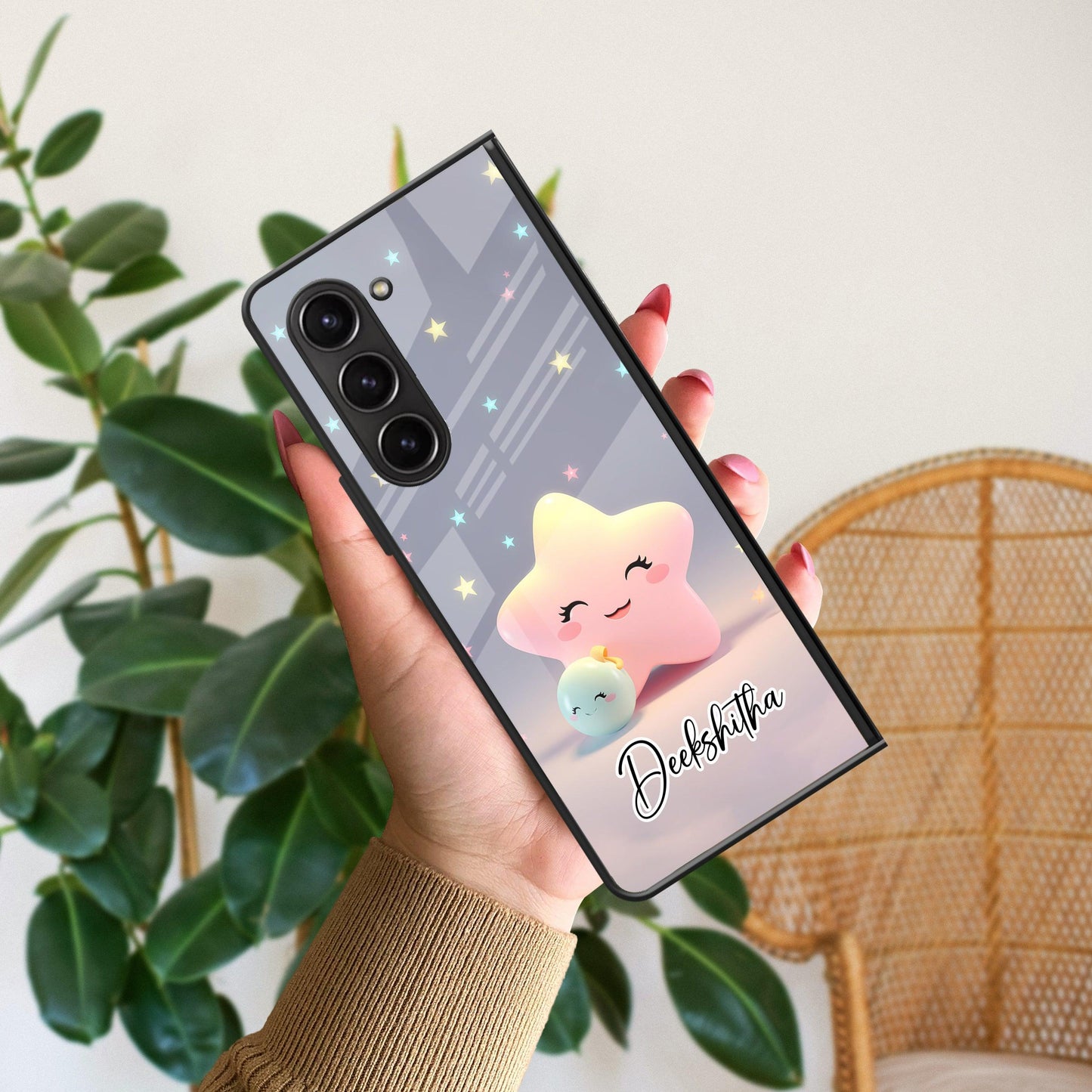 Pink Star Glossy Metal Case Cover For Samsung