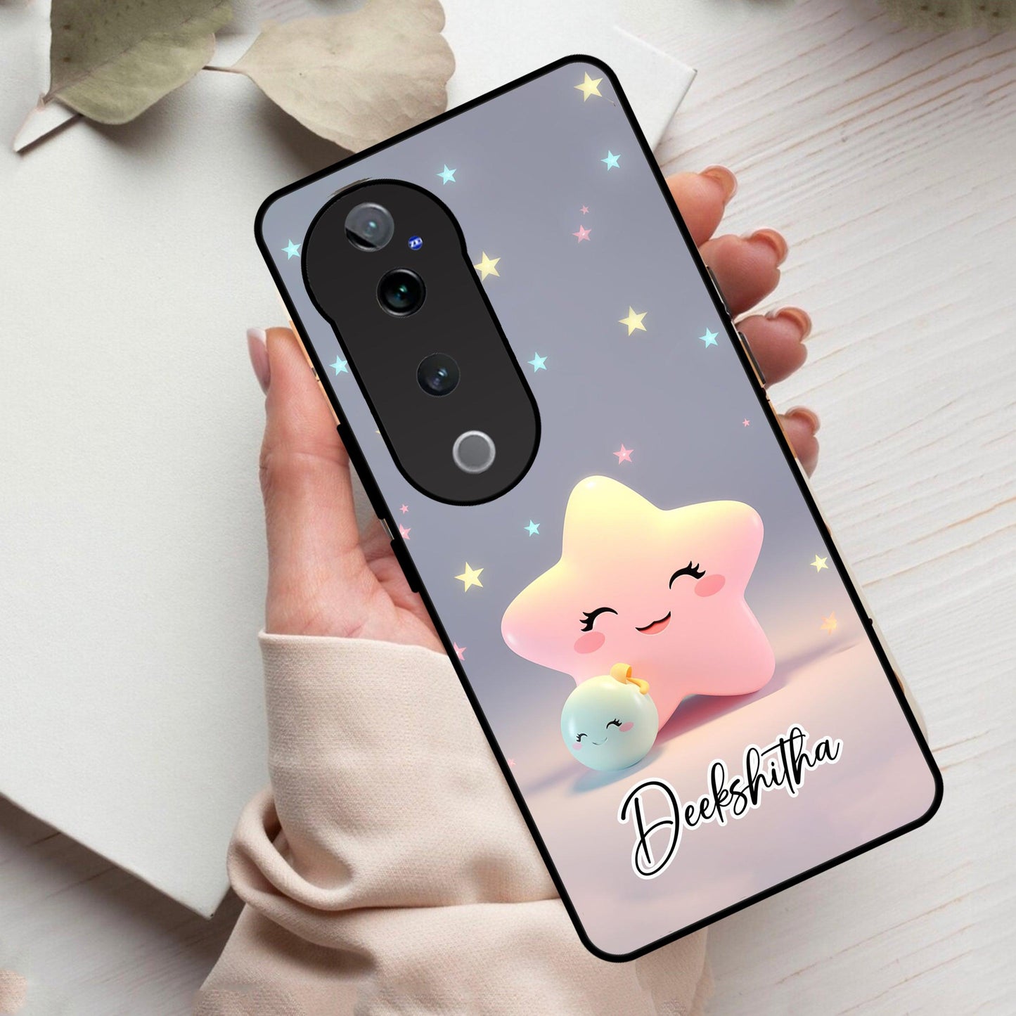 Pink Star Glossy Metal Case Cover For Vivo