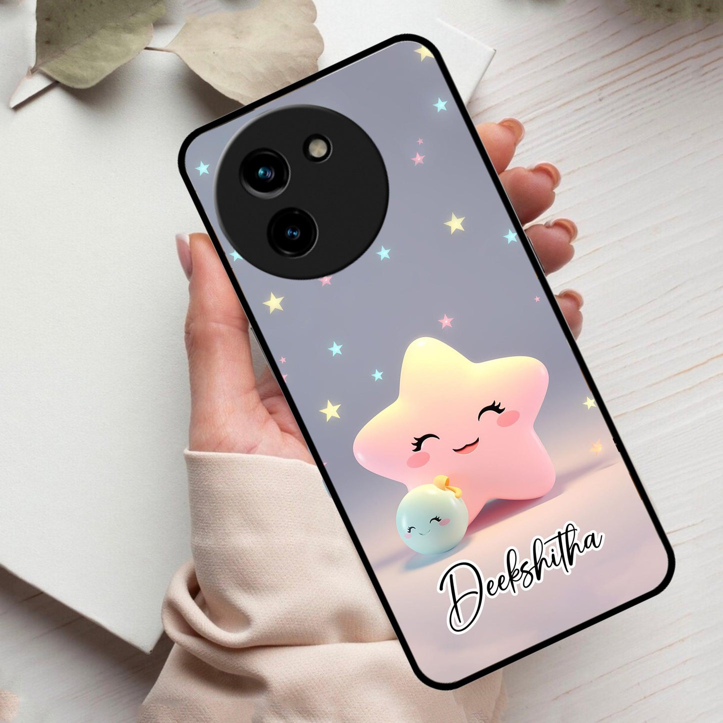 Pink Star Glossy Metal Case Cover For Vivo