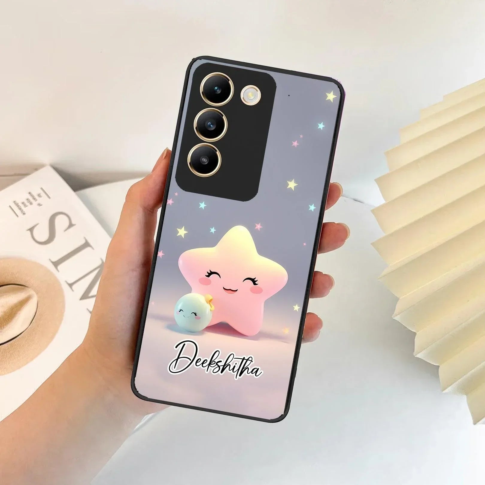 Pink Star Glossy Metal Case Cover For Vivo - ShopOnCliQ