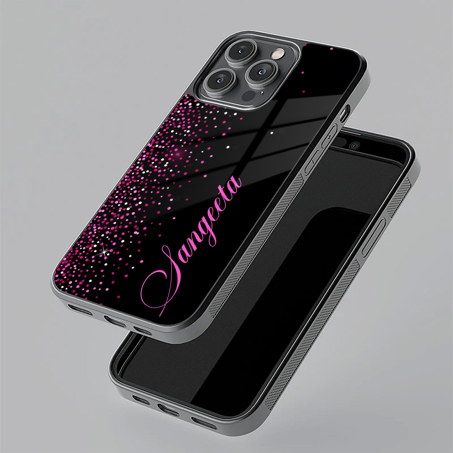 Pink Glitter Customize Glass Case Cover For Realme/Narzo