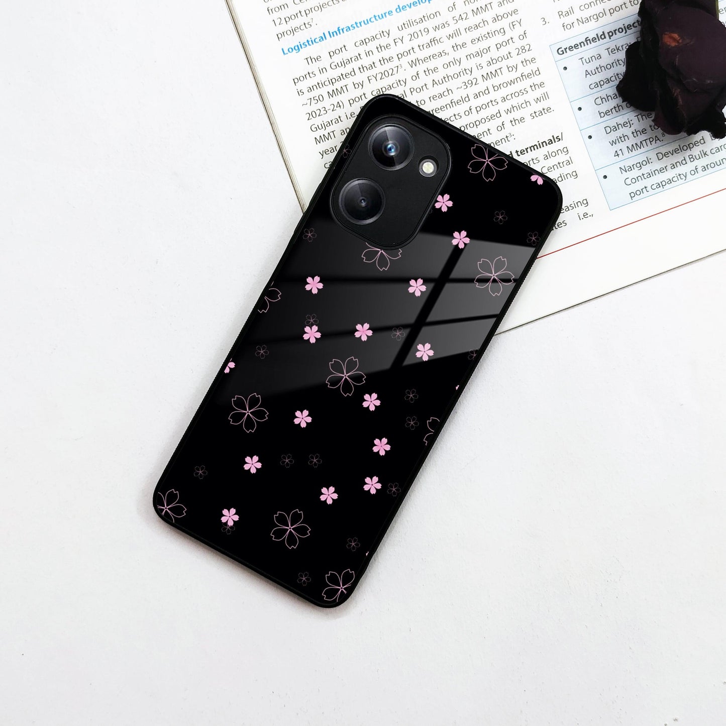 Floral Night Glass Case Cover For Realme/Narzo