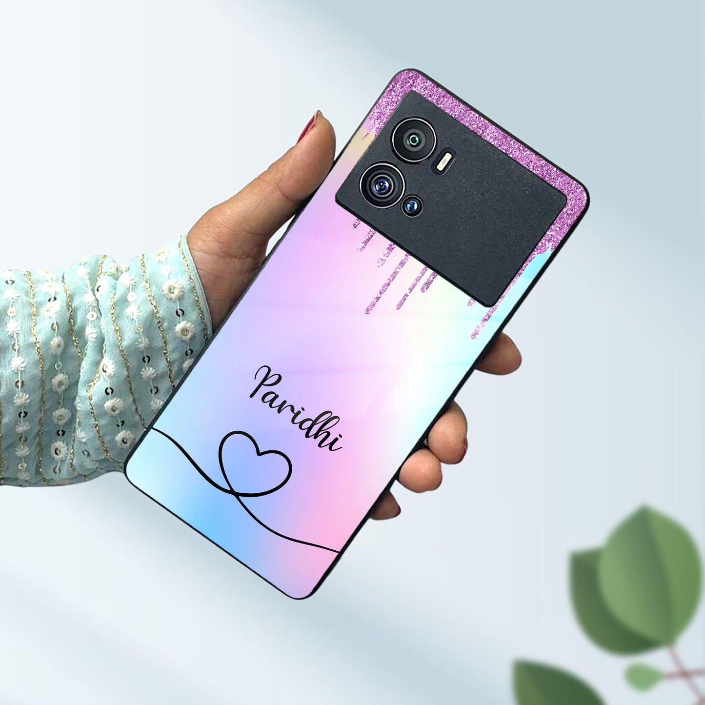 MultiColor Glitter Glass Case For Vivo