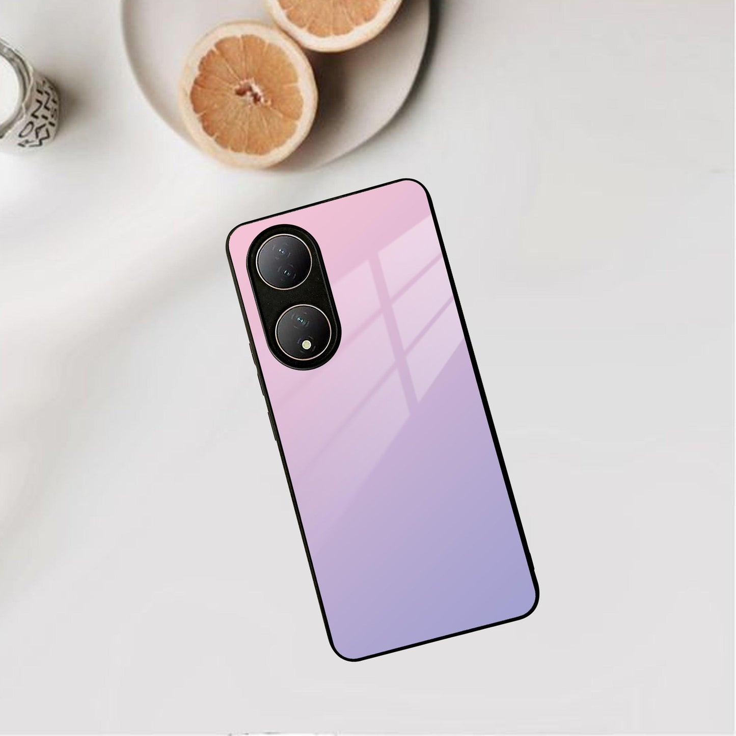 Pink Gradient Glass Case Cover For Vivo