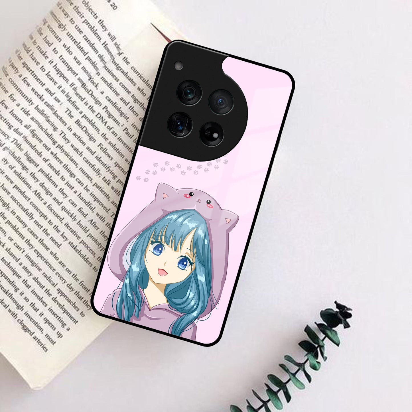 Purple Aesthetic Girl With Cat Phone Glass Case Cover For OnePlus ShopOnCliQ