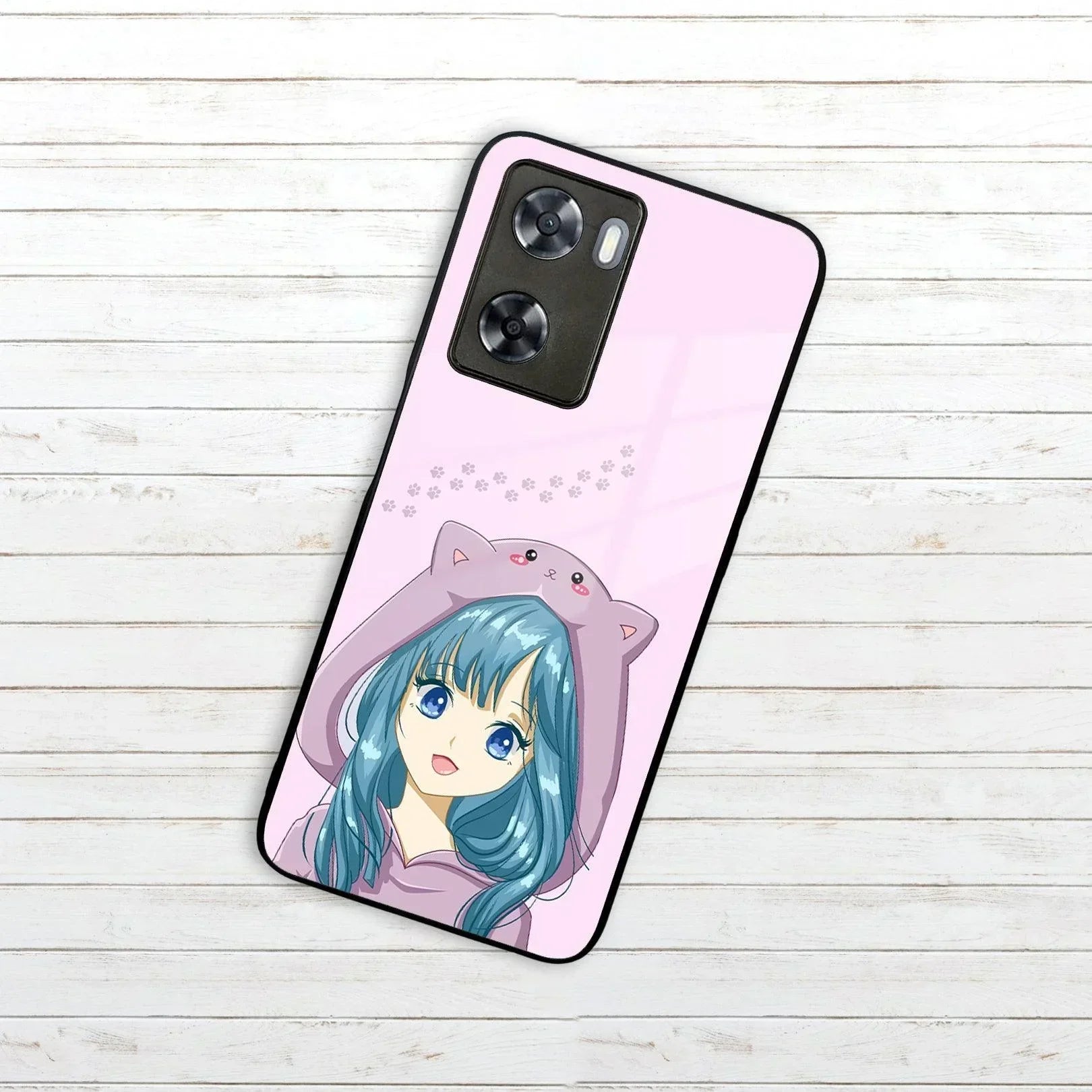 Purple Aesthetic Girl With Cat Phone Glass Case Cover For Oppo - ShopOnCliQ