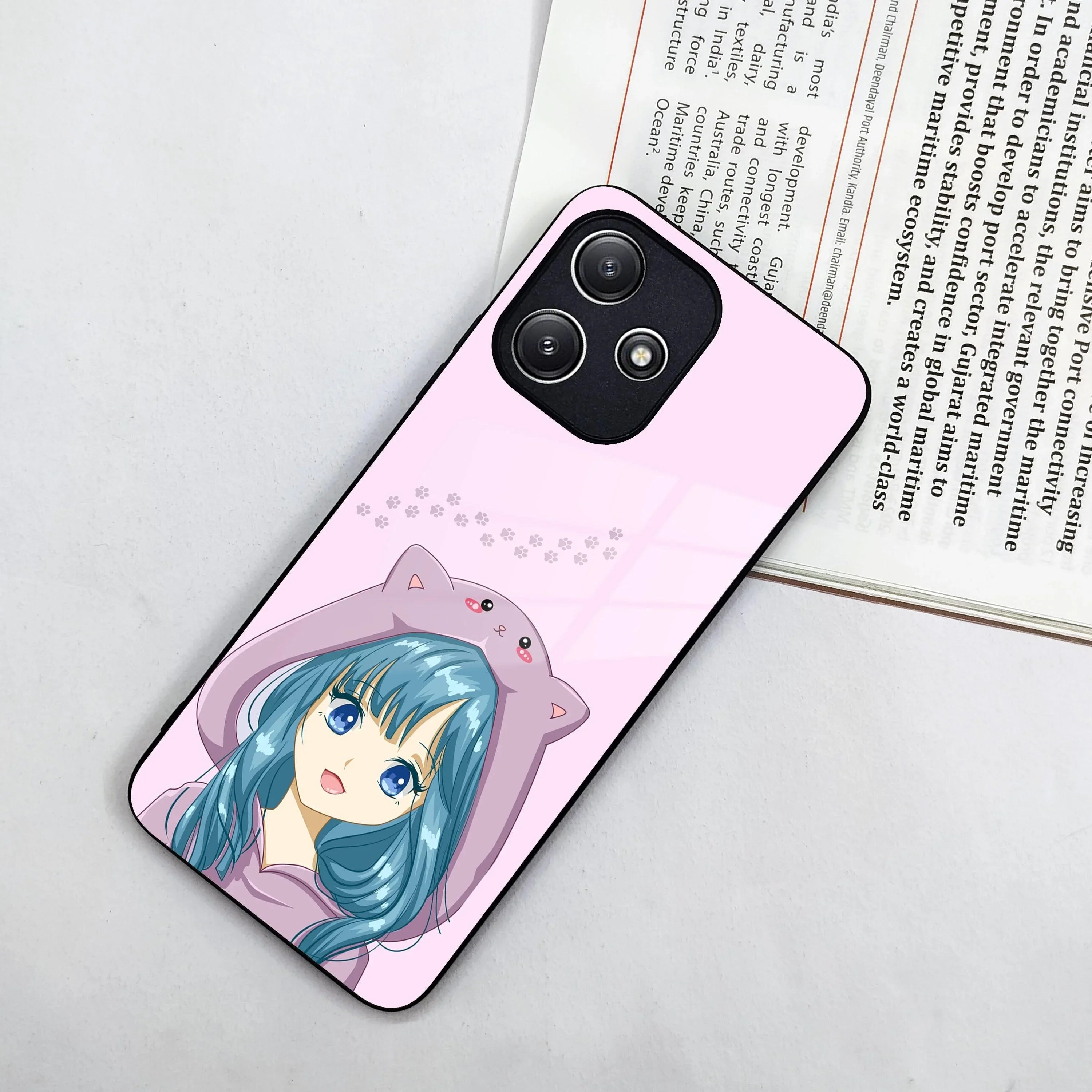 Purple Aesthetic Girl With Cat Phone Glass Case Cover For POCO - ShopOnCliQ