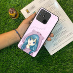 Purple Aesthetic Girl With Cat Phone Glass Case Cover For Realme/Narzo - ShopOnCliQ