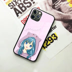 Purple Aesthetic Girl With Cat Phone Glass Case Cover For iPhone - ShopOnCliQ