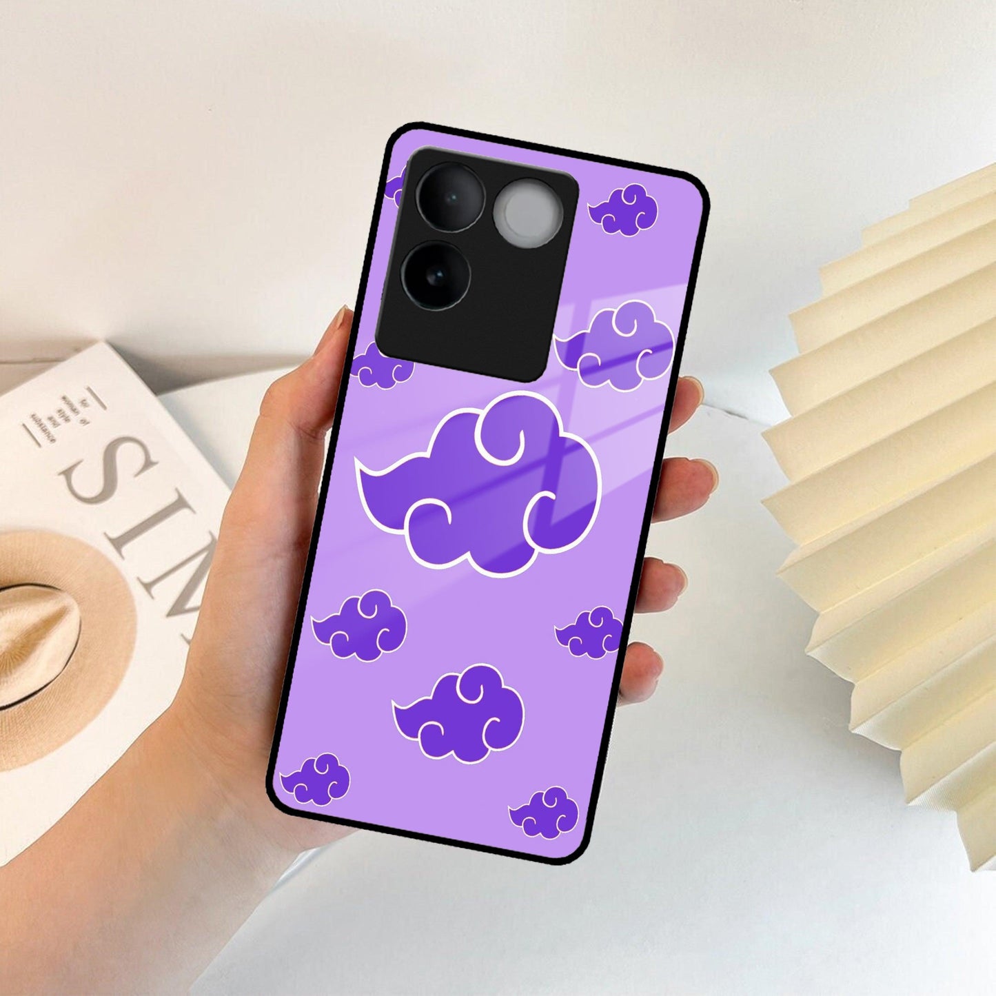 Purple Cloud Mobile Glass Phone Case For iQOO