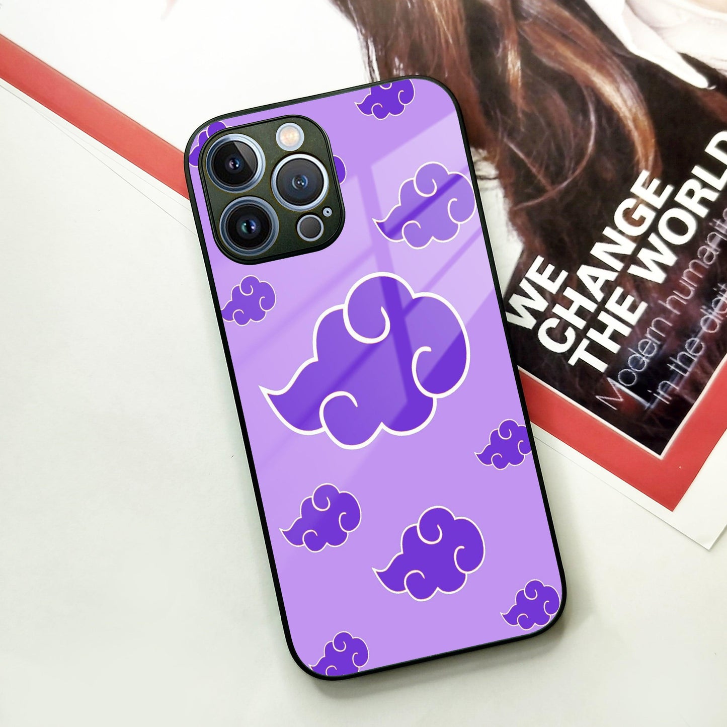 Purple Cloud Mobile Glass Phone Case For iPhone