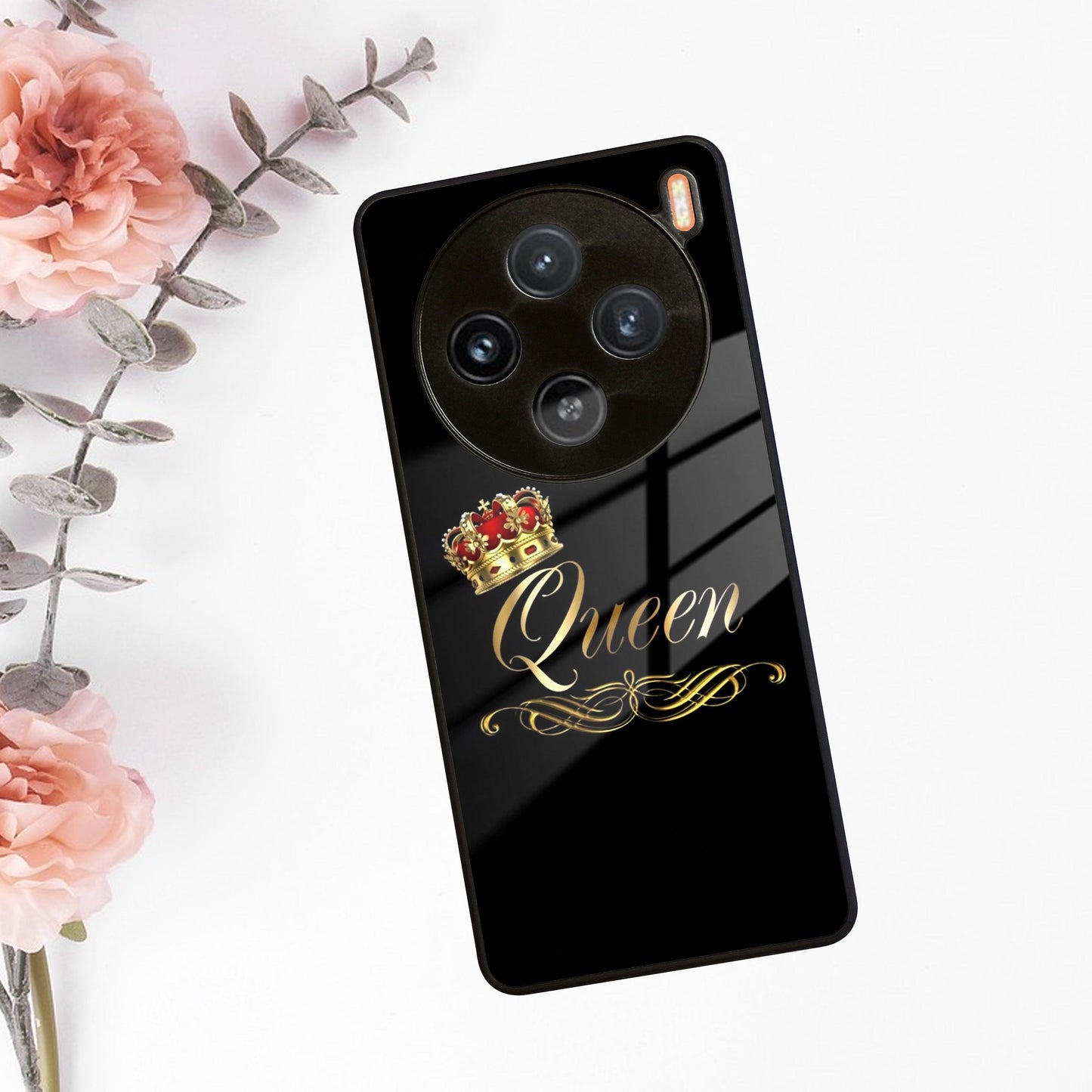 Cute Queen With Crown Glass Case For Vivo