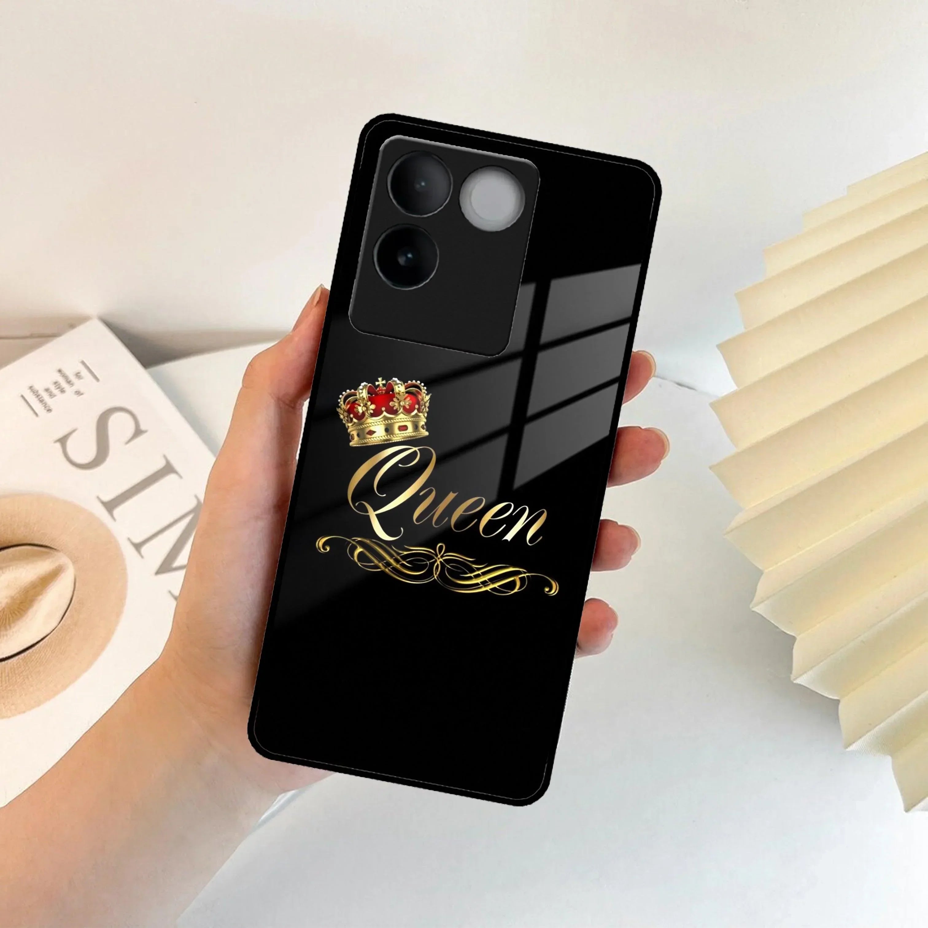 Cute Queen With Crown Glass Case For iQOO - ShopOnCliQ