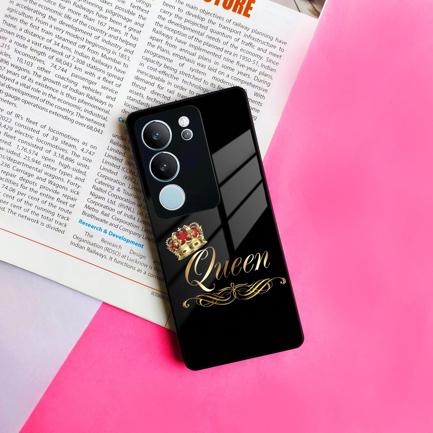 Cute Queen With Crown Glass Case For Vivo