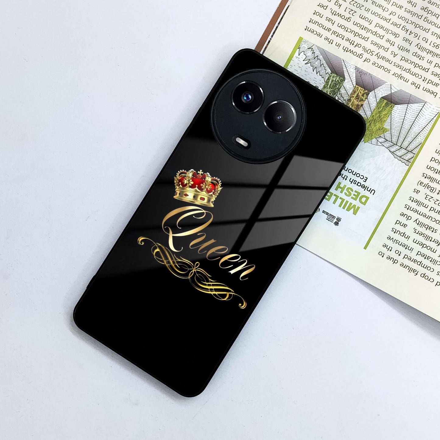 Cute Queen With Crown Glass Case For Realme/Narzo