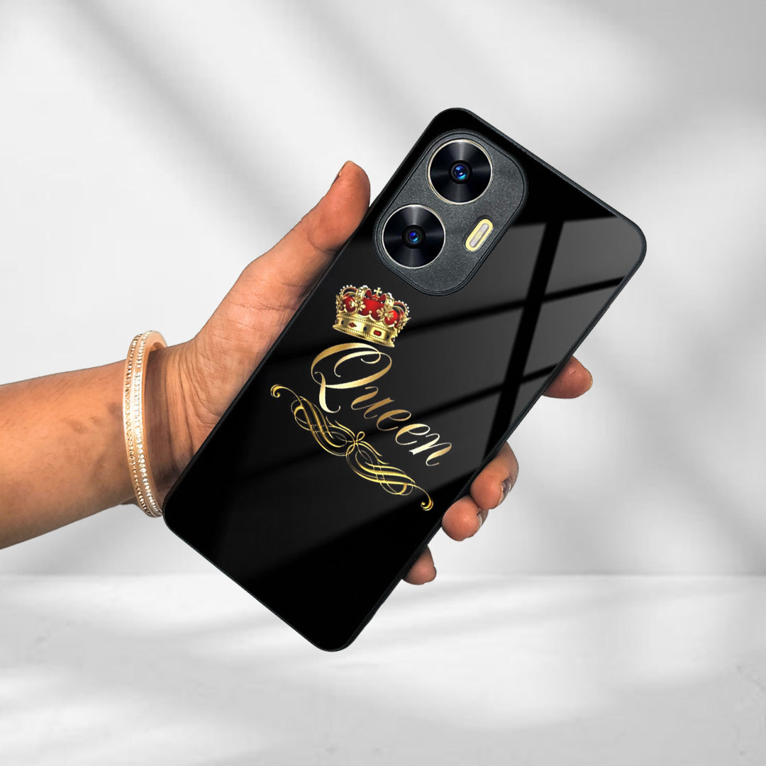 Cute Queen With Crown Glass Case For Realme/Narzo