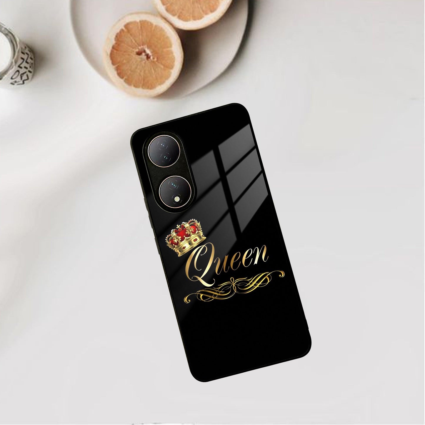 Cute Queen With Crown Glass Case For Vivo