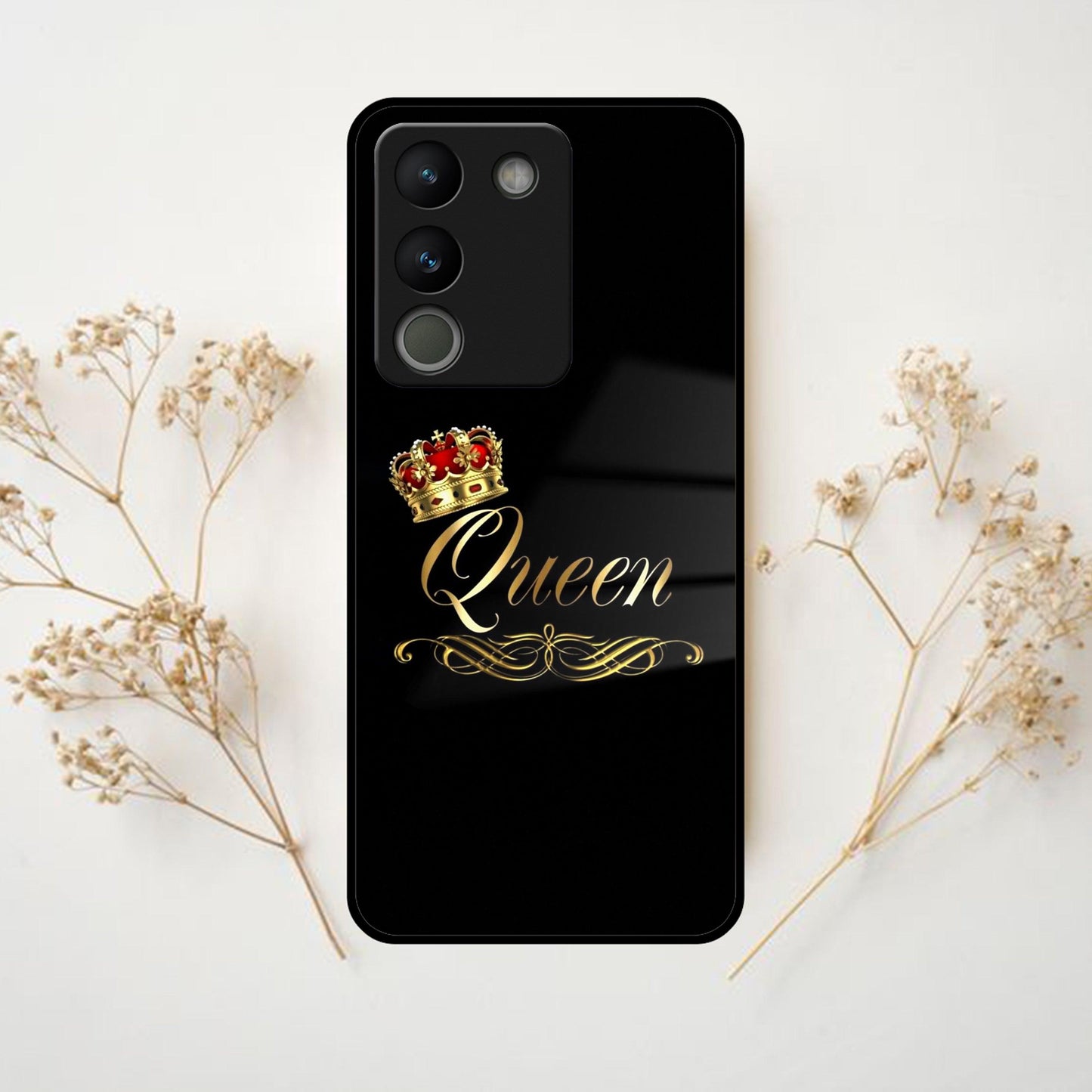 Cute Queen With Crown Glass Case For Vivo