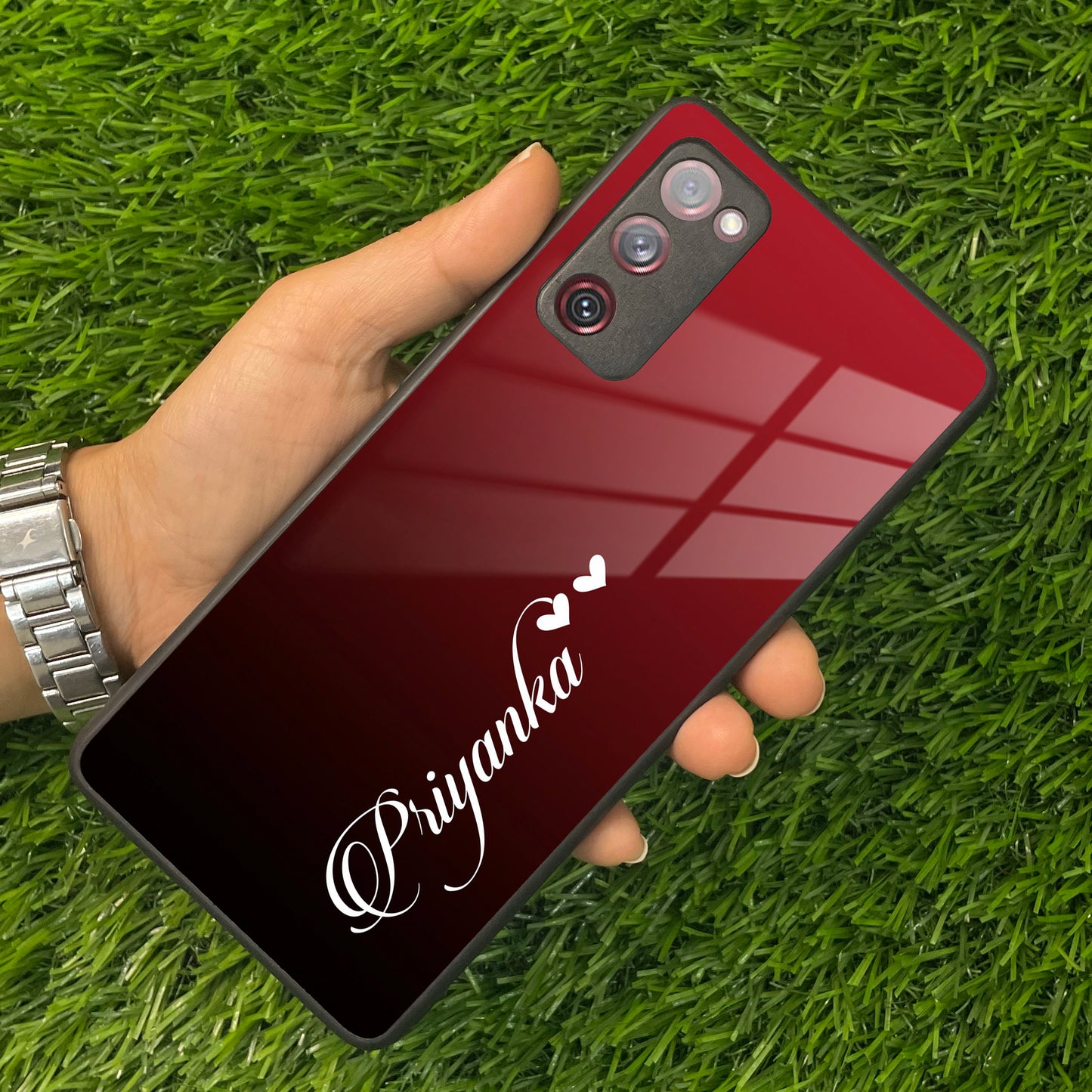Customize Name Gradient Glass Case Cover Red Wine For Samsung