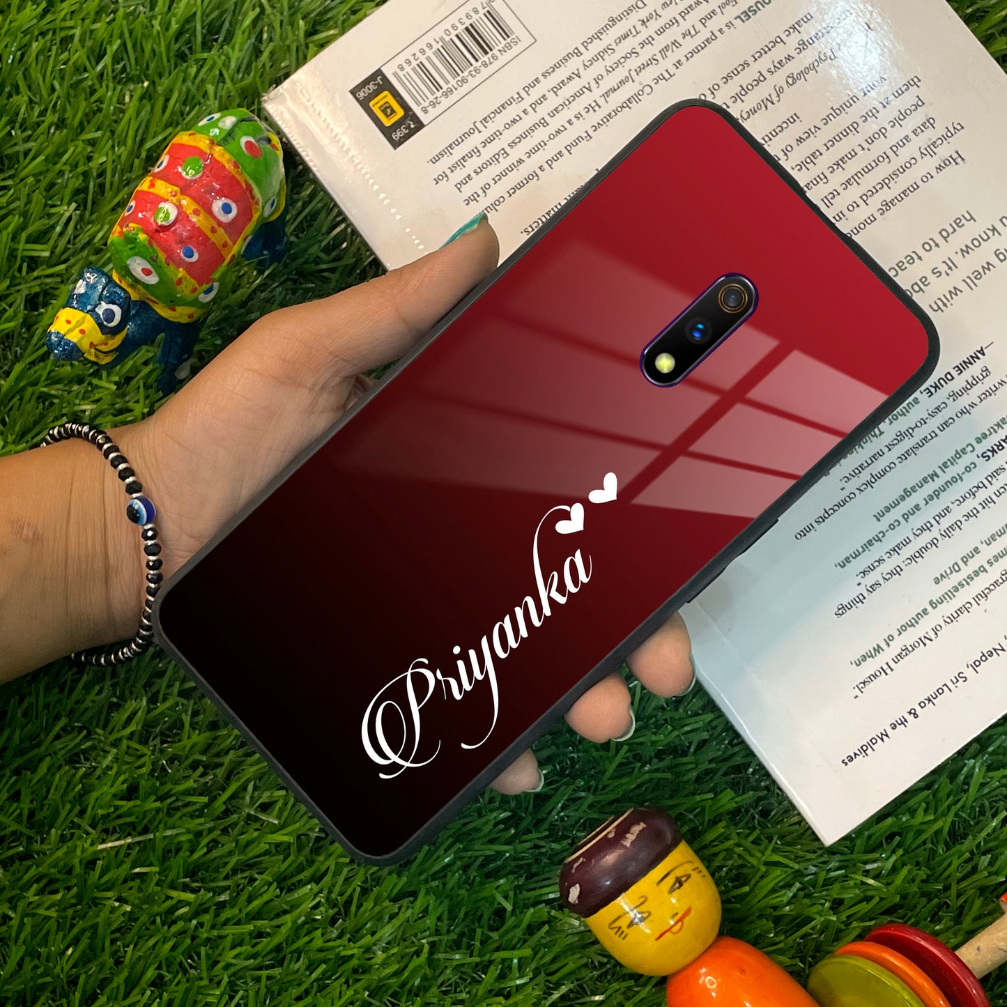 Customize Name Gradient Glass Case Cover Red Wine For Realme/Narzo