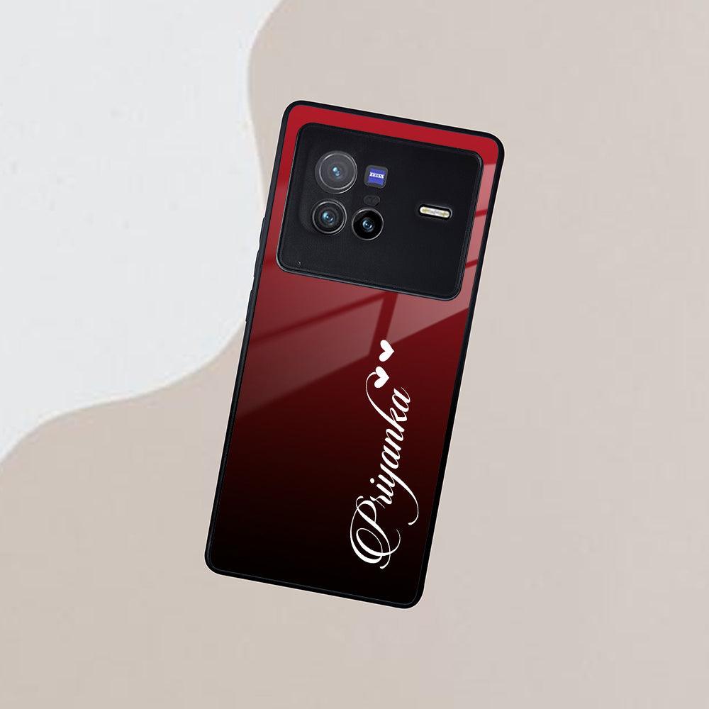 Customize Name Gradient Glass Case Cover Red Wine For Vivo