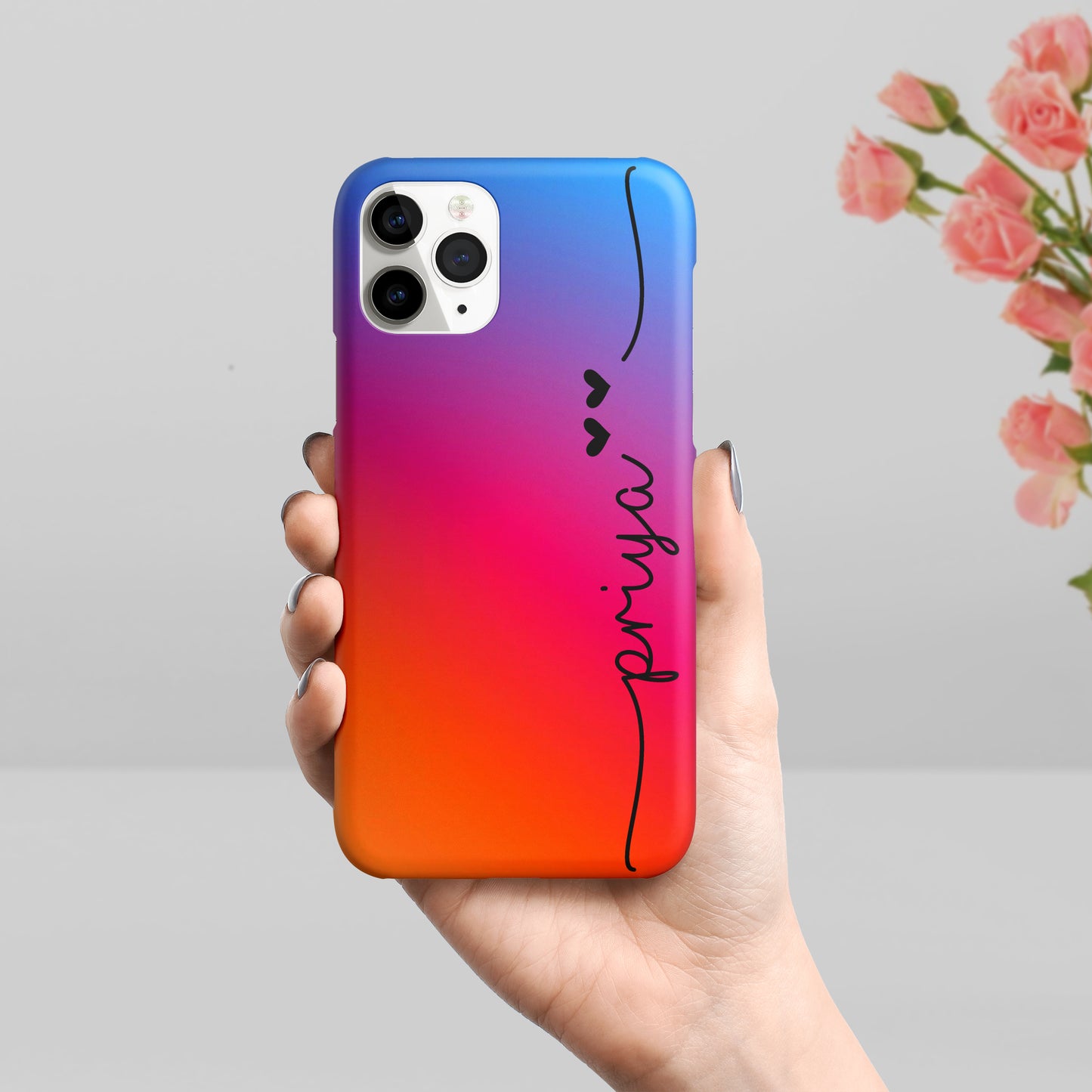Rainbow Design Slim Phone Case Cover With Customized Name