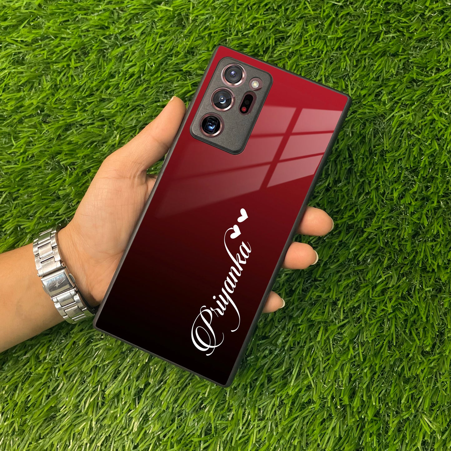 Customize Name Gradient Glass Case Cover Red Wine For Samsung