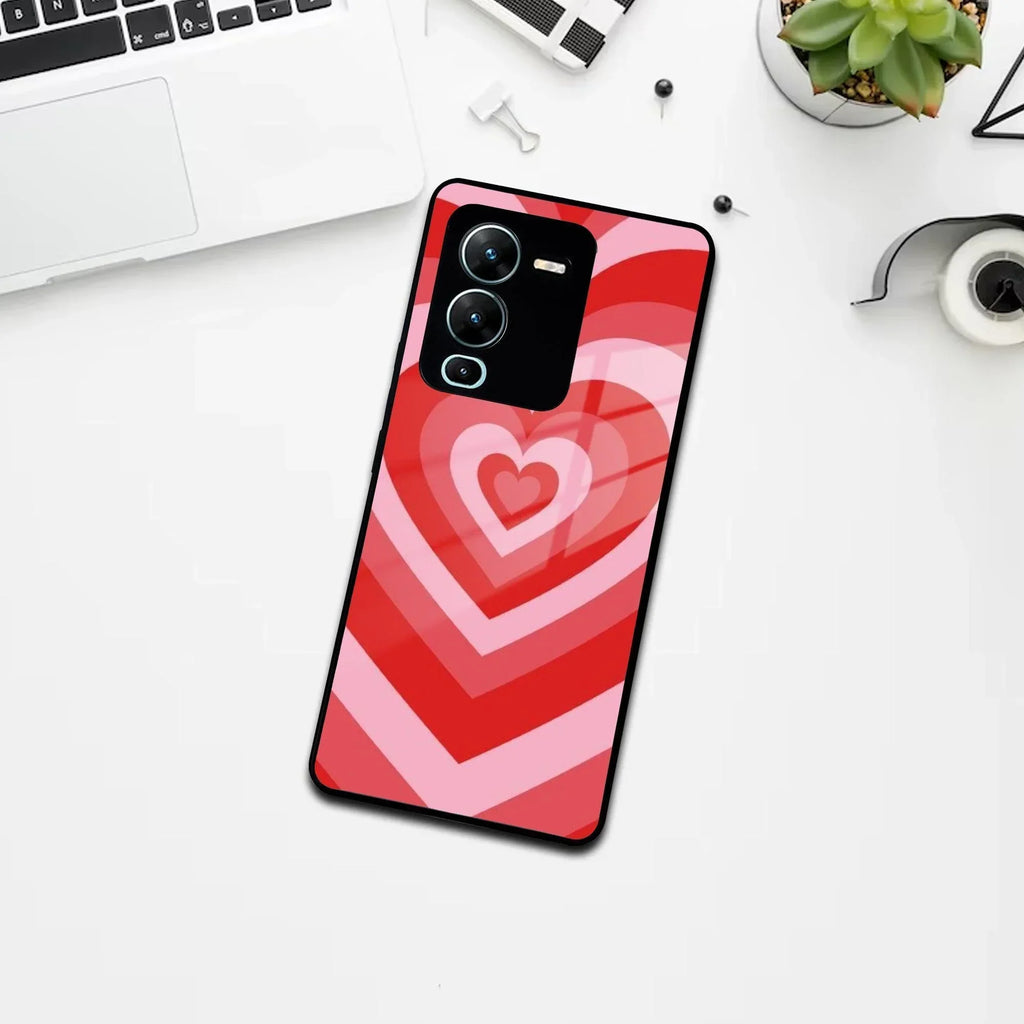 Latte Love Patter Glass Case Cover - Red For Vivo - ShopOnCliQ