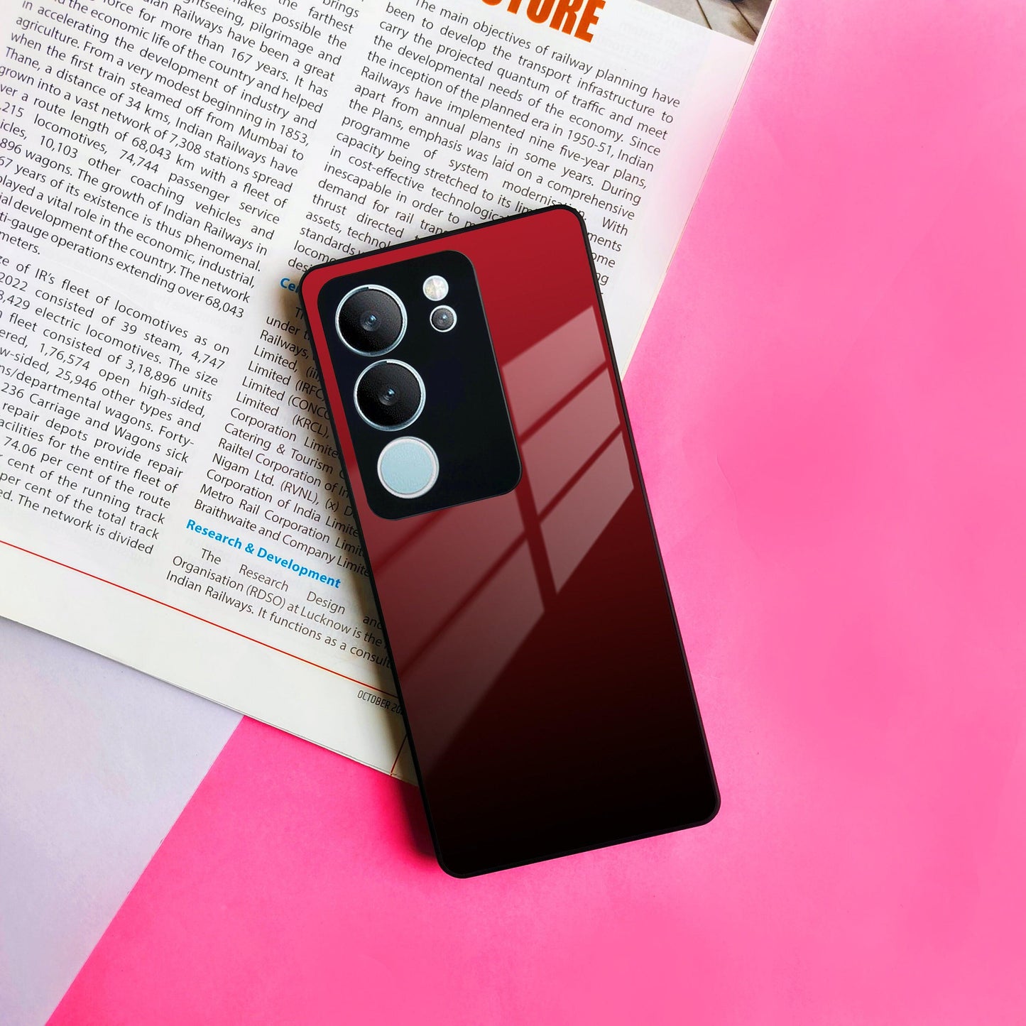 Customize Name Gradient Glass Case Cover Red Wine For Vivo