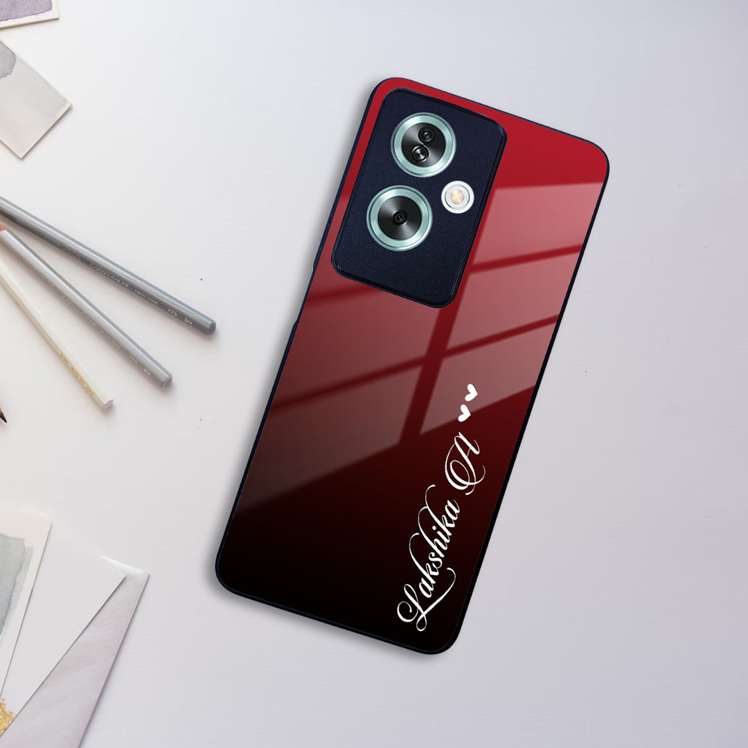 Customize Name Gradient Glass Case Cover Red Wine For Oppo