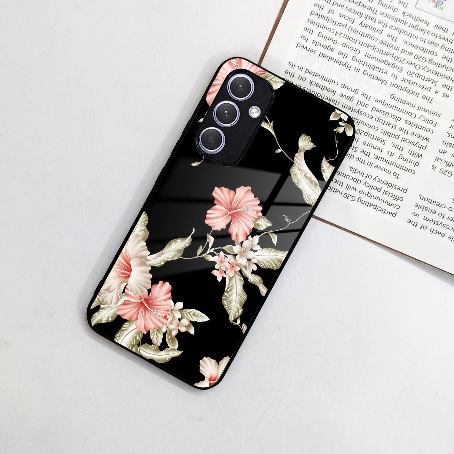 Retro Floral Glass Phone Case And Cover For Samsung