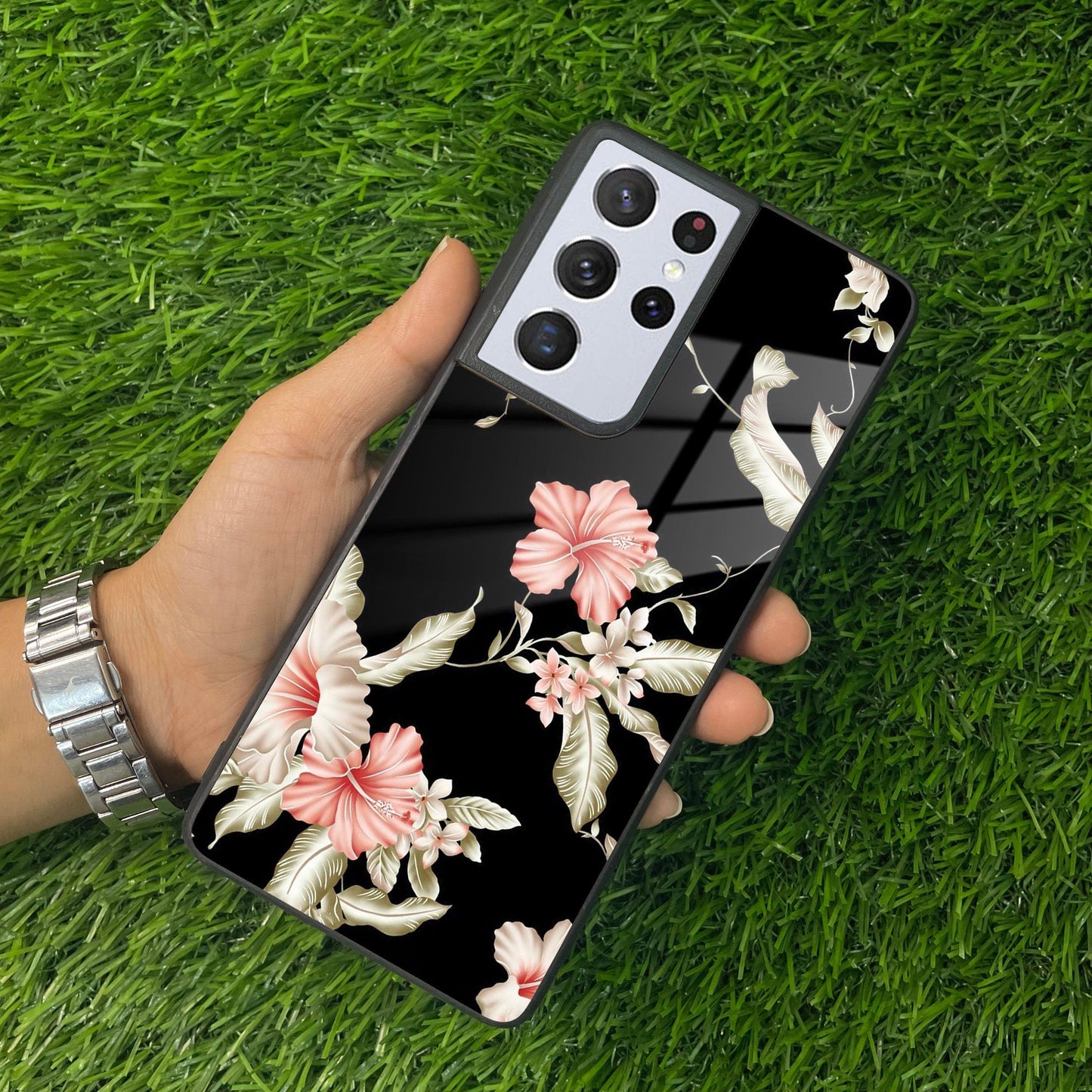 Retro Floral Glass Phone Case And Cover For Samsung