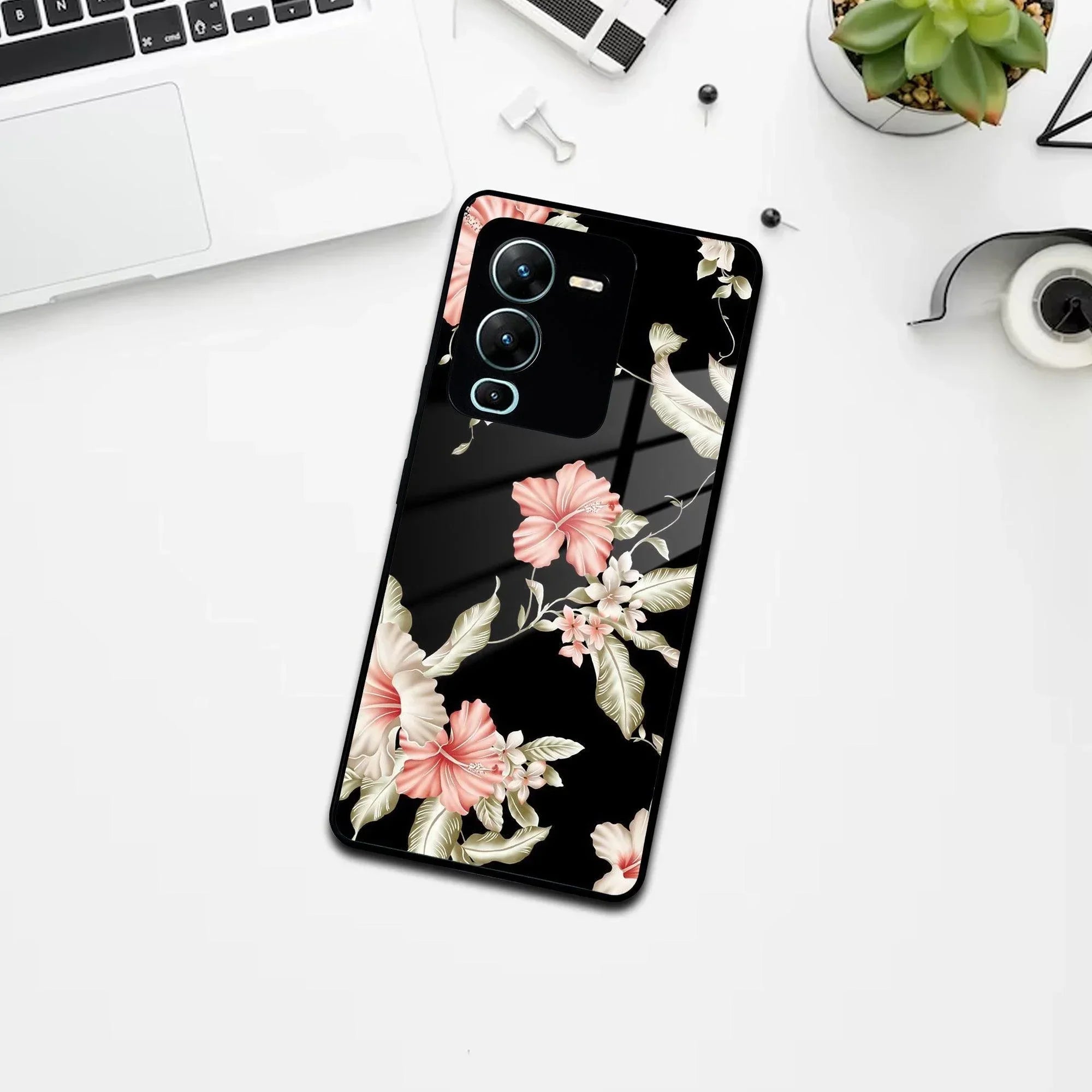 Retro Floral Glass Phone Case And Cover For Vivo - ShopOnCliQ