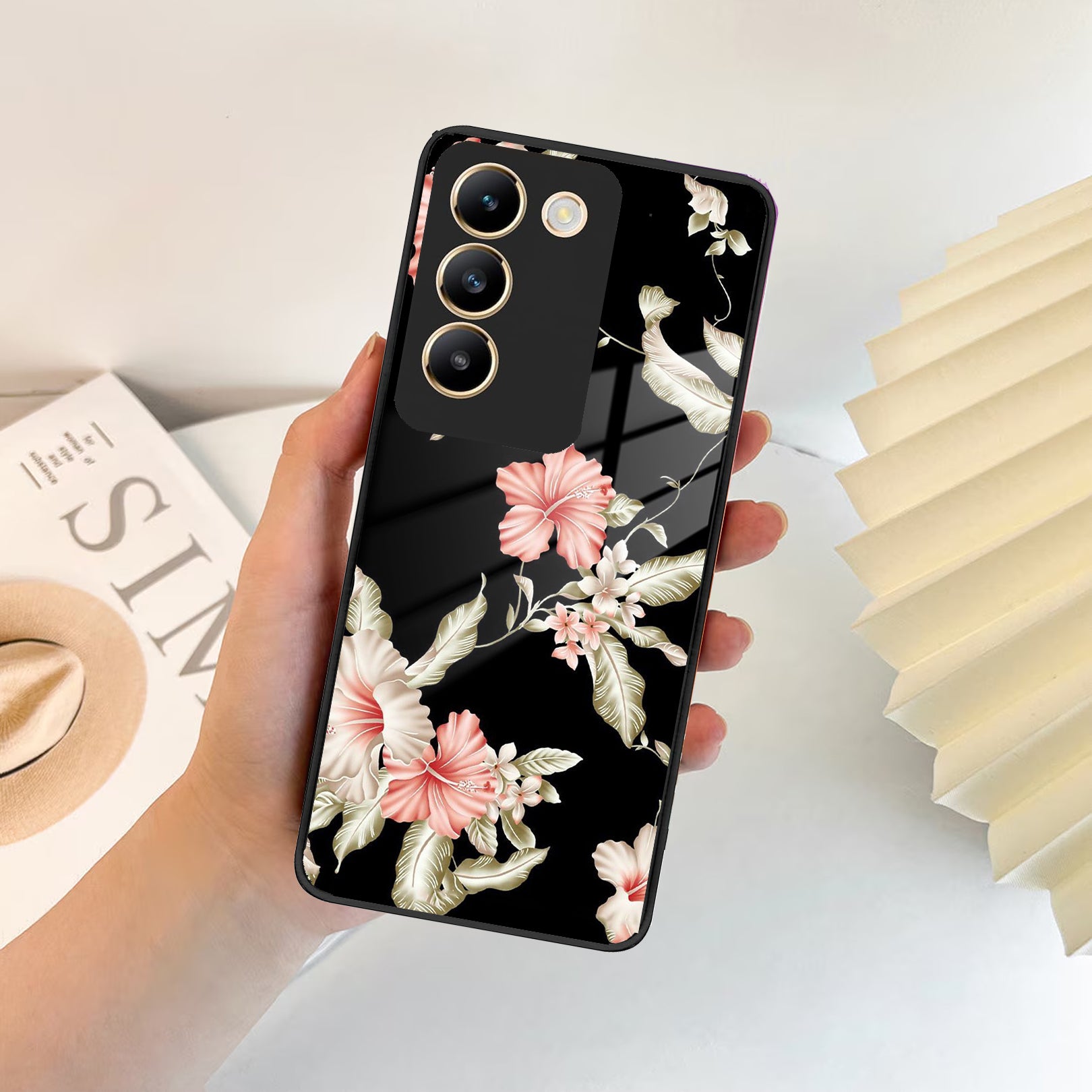 Retro Floral Glass Phone Case And Cover For Vivo ShopOnCliQ