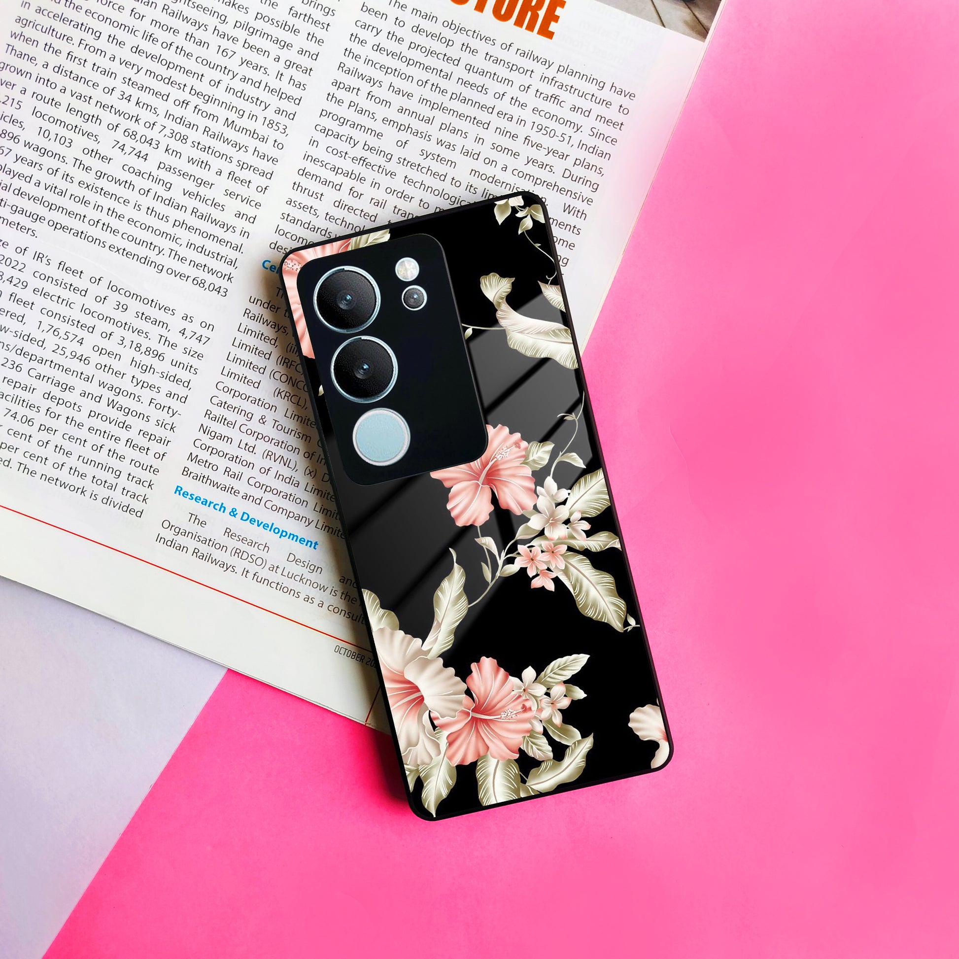 Retro Floral Glass Phone Case And Cover For Vivo ShopOnCliQ