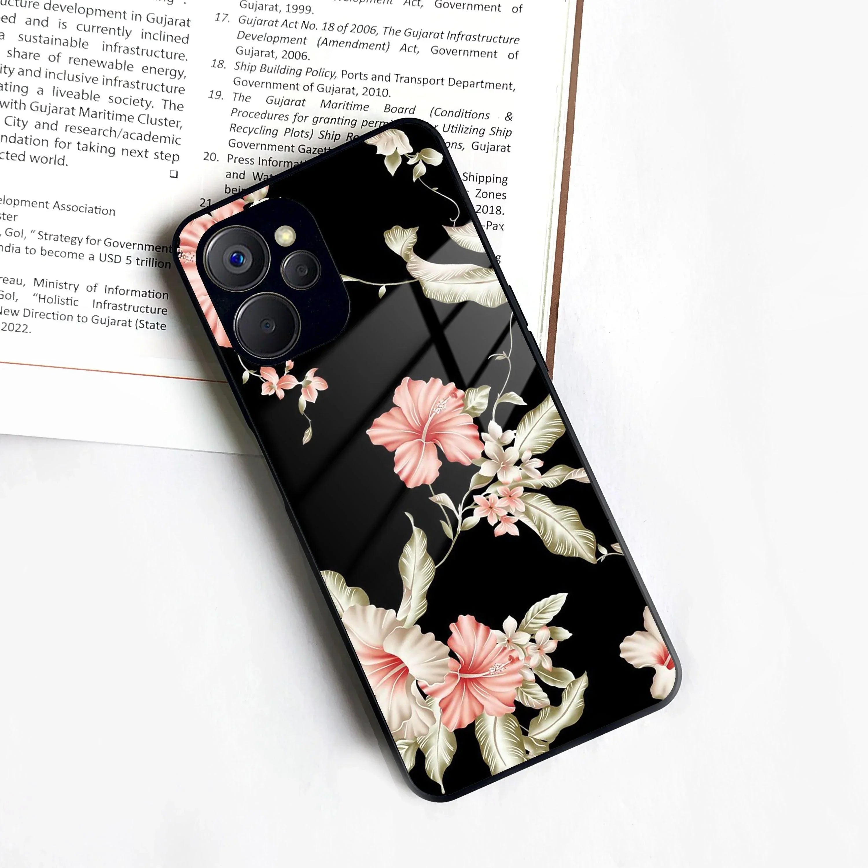 Retro Floral Glass Phone Case And Cover For Realme/Narzo - ShopOnCliQ