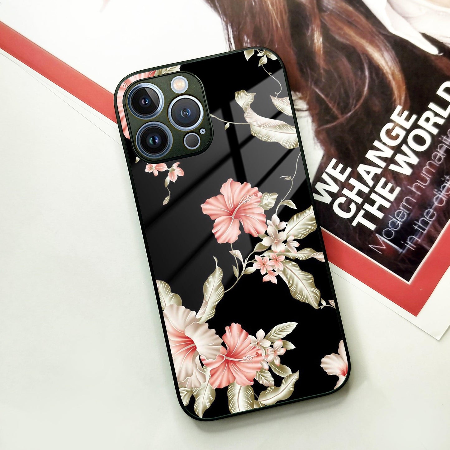 Retro Floral Glass Phone Case And Cover For iPhone