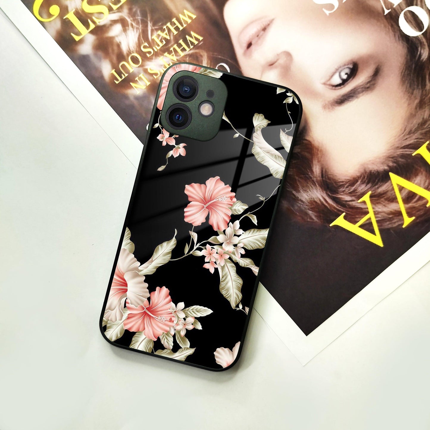 Retro Floral Glass Phone Case And Cover For iPhone