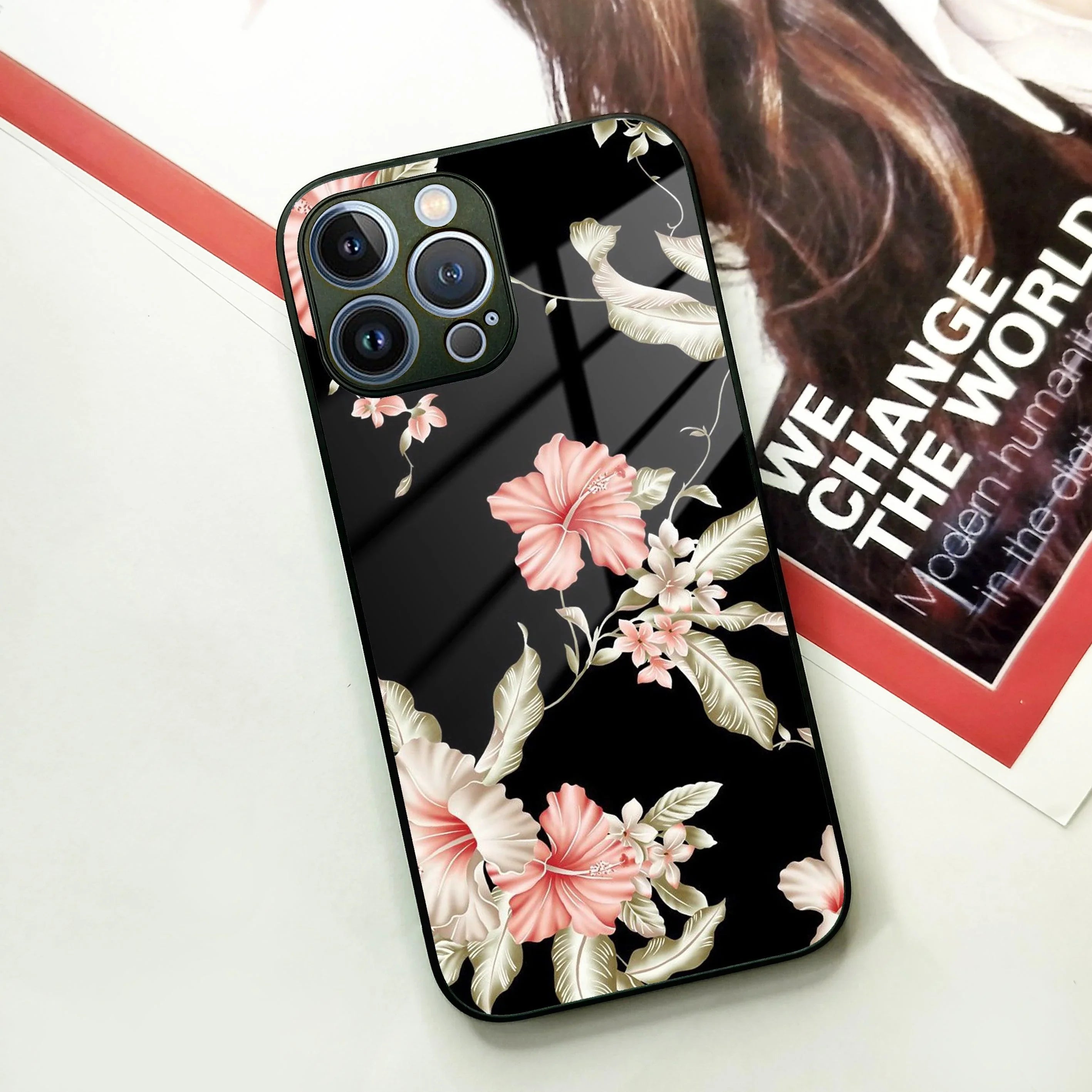 Retro Floral Glass Phone Case And Cover For iPhone - ShopOnCliQ