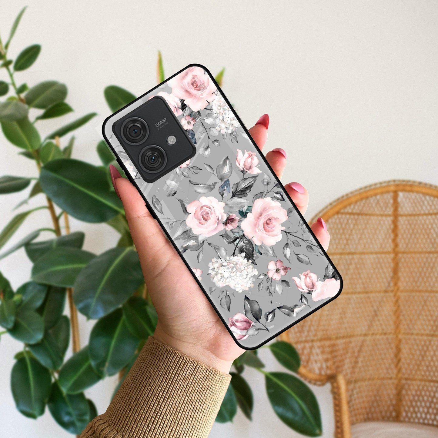 Retro Floral Glossy Metal Case Cover V2 For Motorola