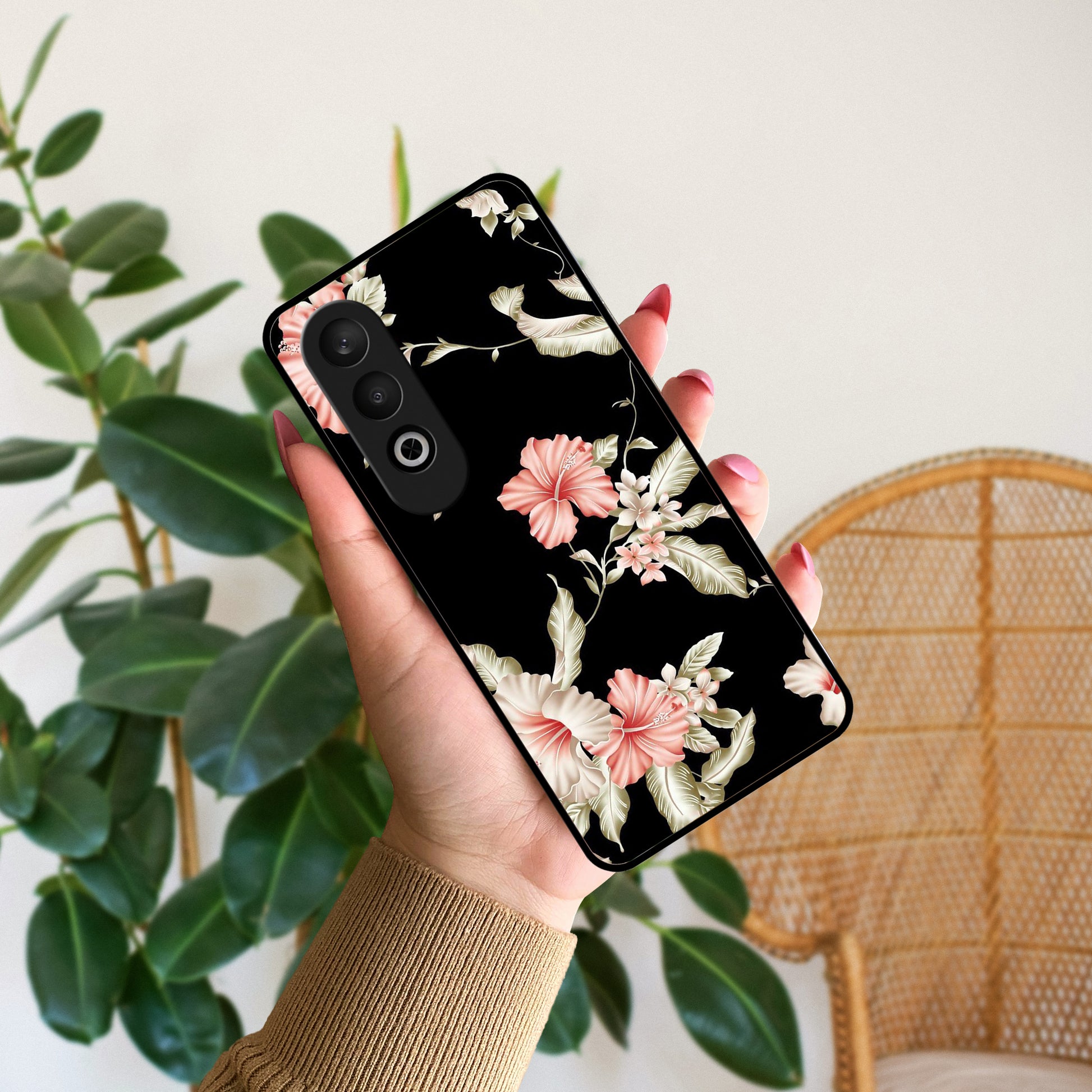 Retro Floral Glossy Metal Case Cover For OnePlus - ShopOnCliQ